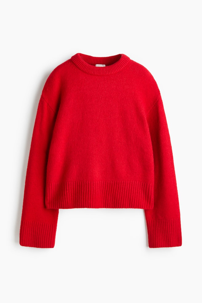 Oversized jumper - Red/Dark brown/Dark grey marl/Cream - 1
