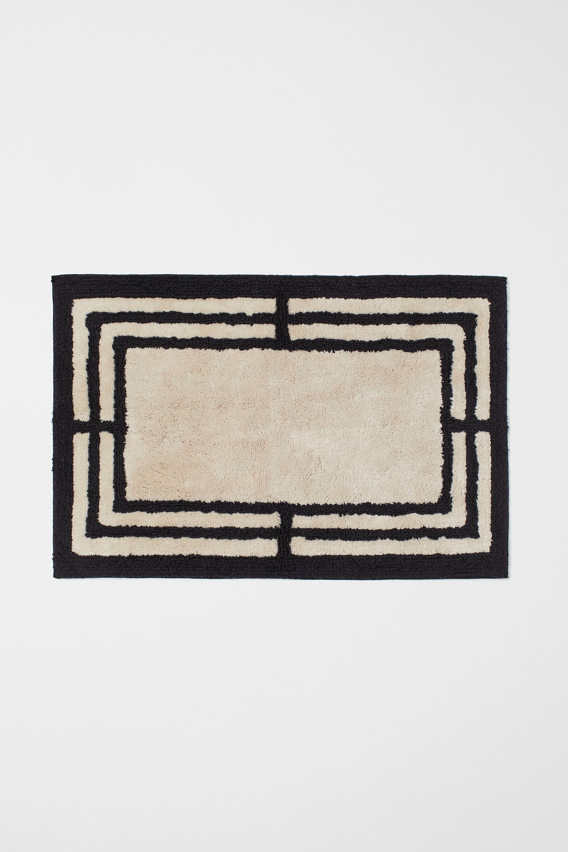 Thick Pile Bath Mat Light beige/black Home All H&M US
