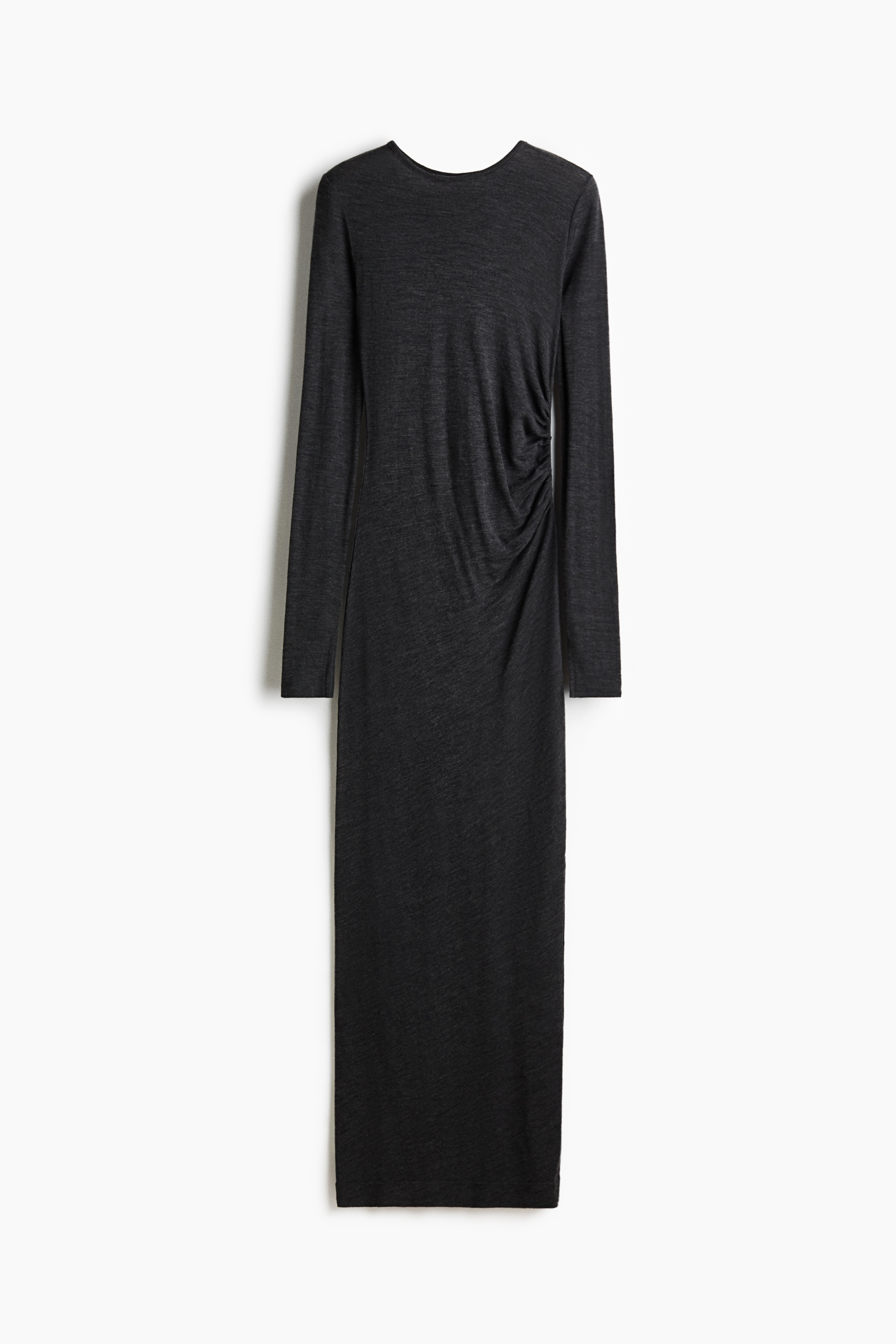 Lang ullkjole - Mørk gråmelert/Mørk brun