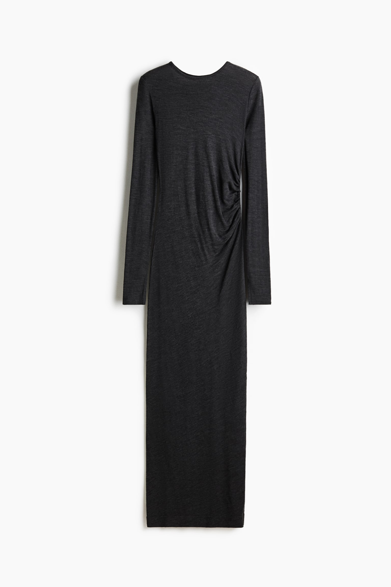 Μακρύ μάλλινο φόρεμα - Σκούρο γκρι μελανζέ/Σκούρο καφέ - 2