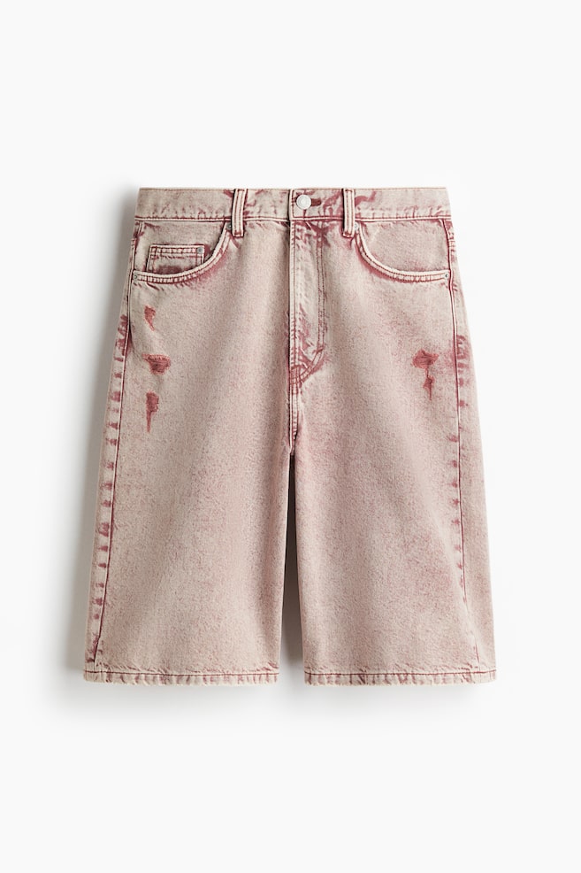 Baggy Denim Shorts - Pink/Pale denim blue - 1