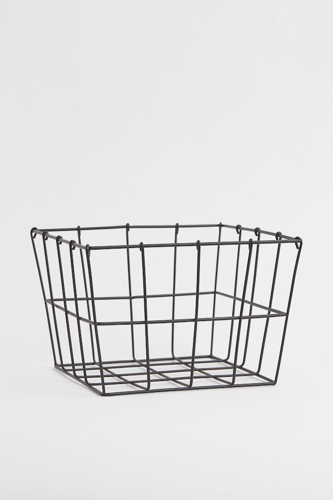 Large metal wire basket - Black/Gold-coloured - 1