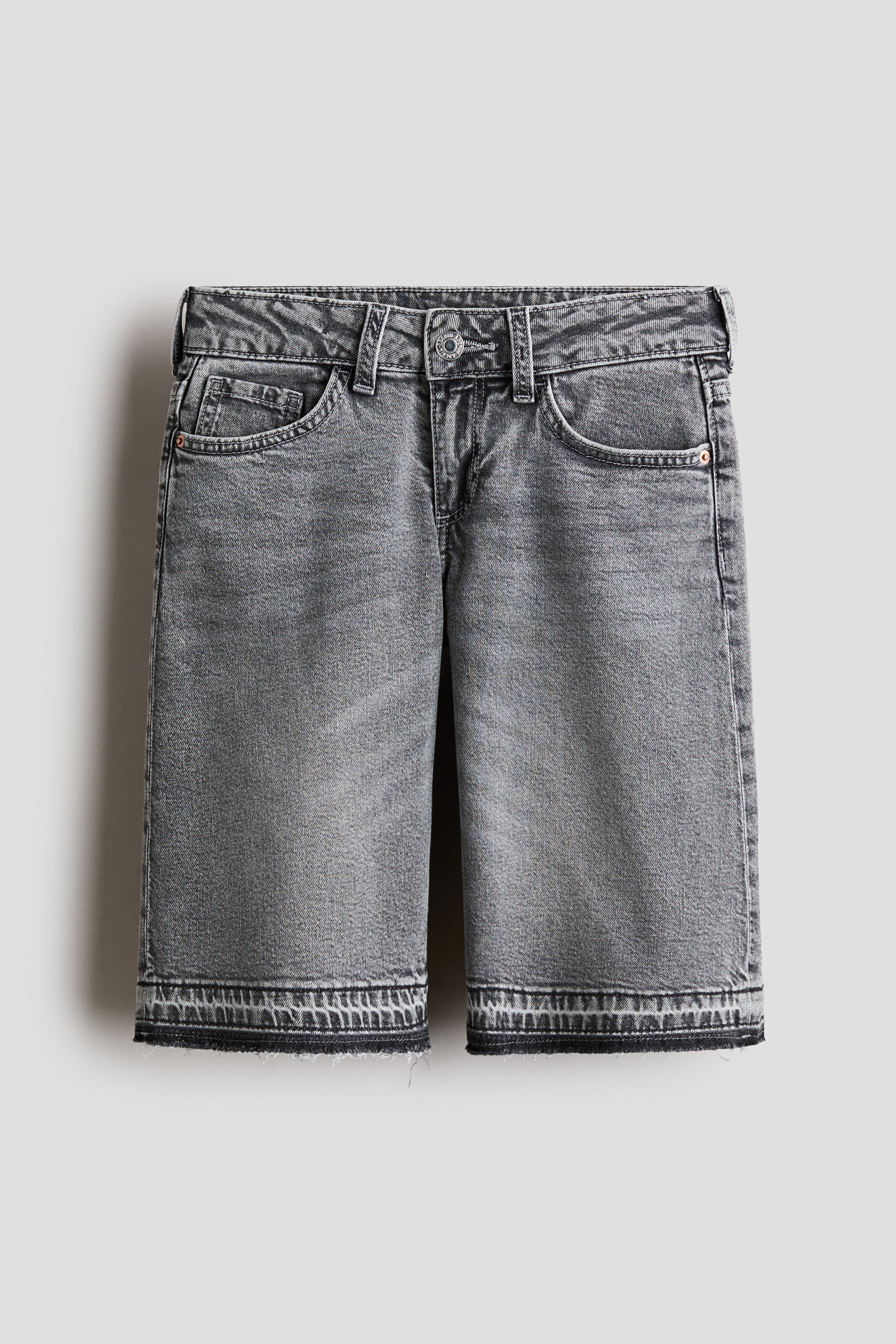 Wide-Leg Low Denim Shorts - Denim gray/Light denim blue