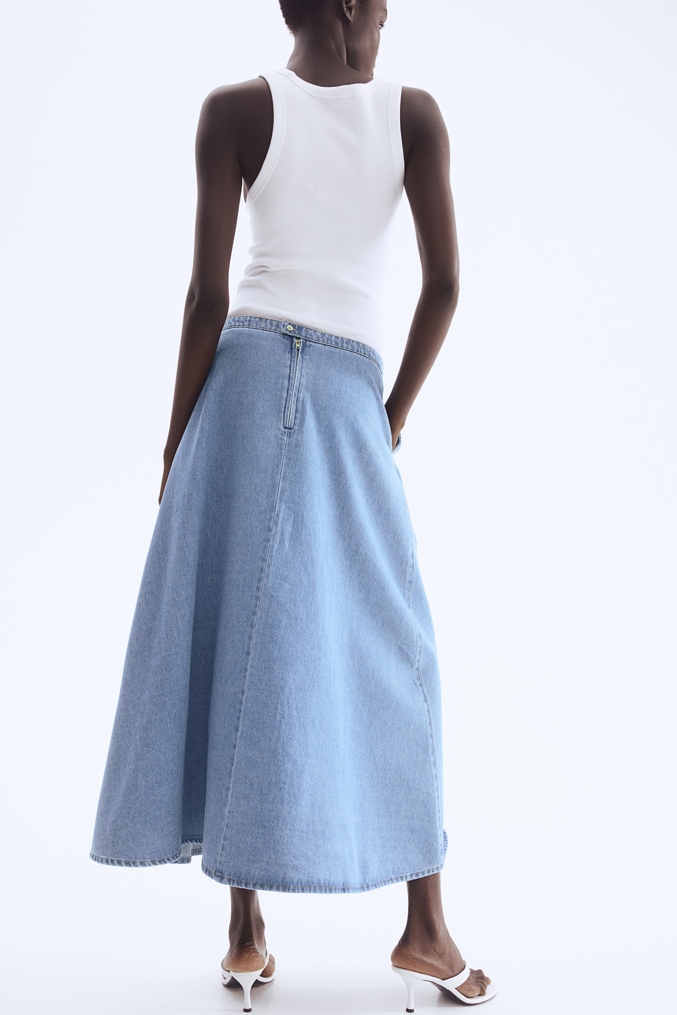 Denim midi skirt