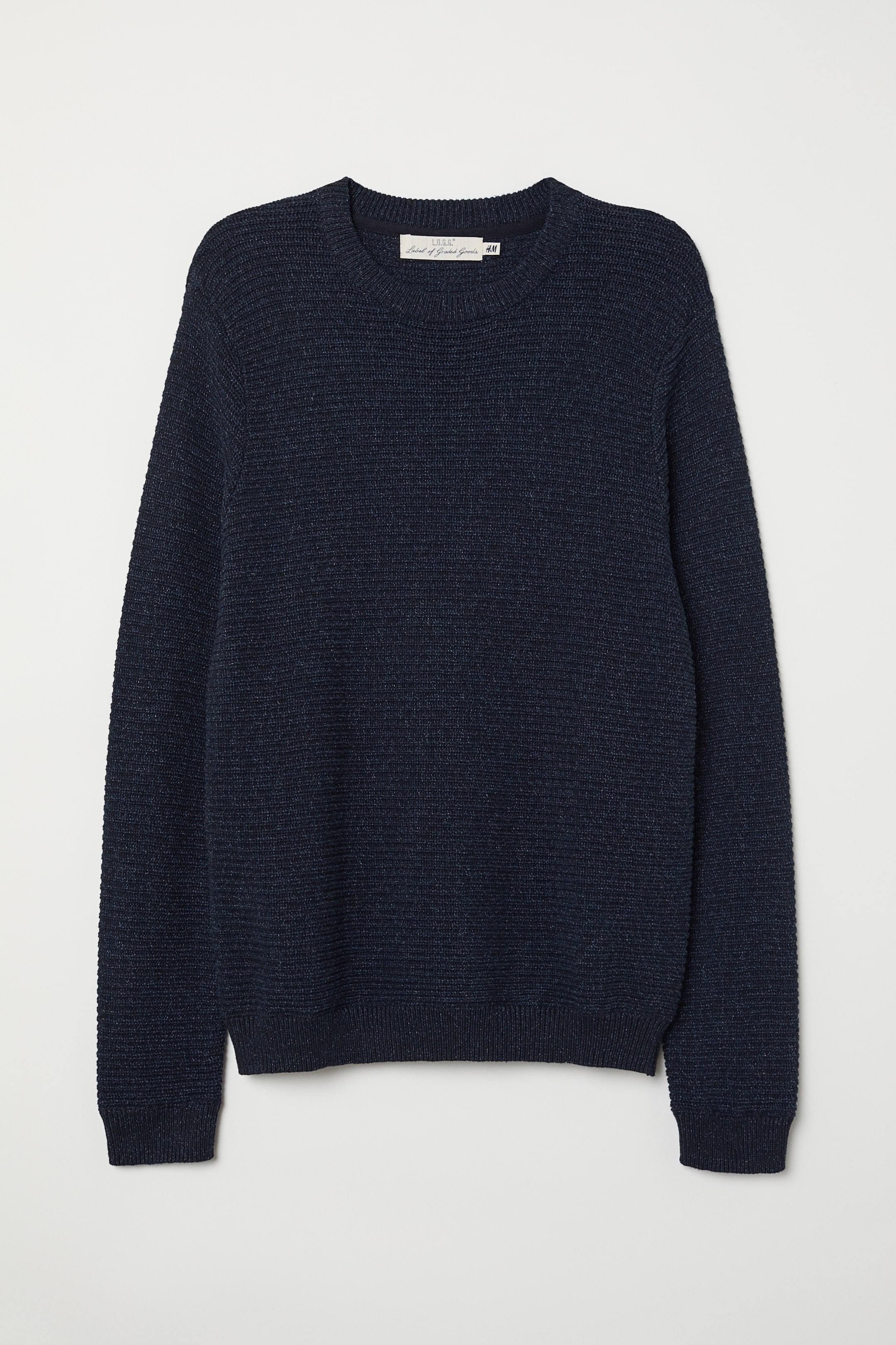 查看大圖: 棉質紋理感針織套衫 - 深藍色 - Men | H&M 1