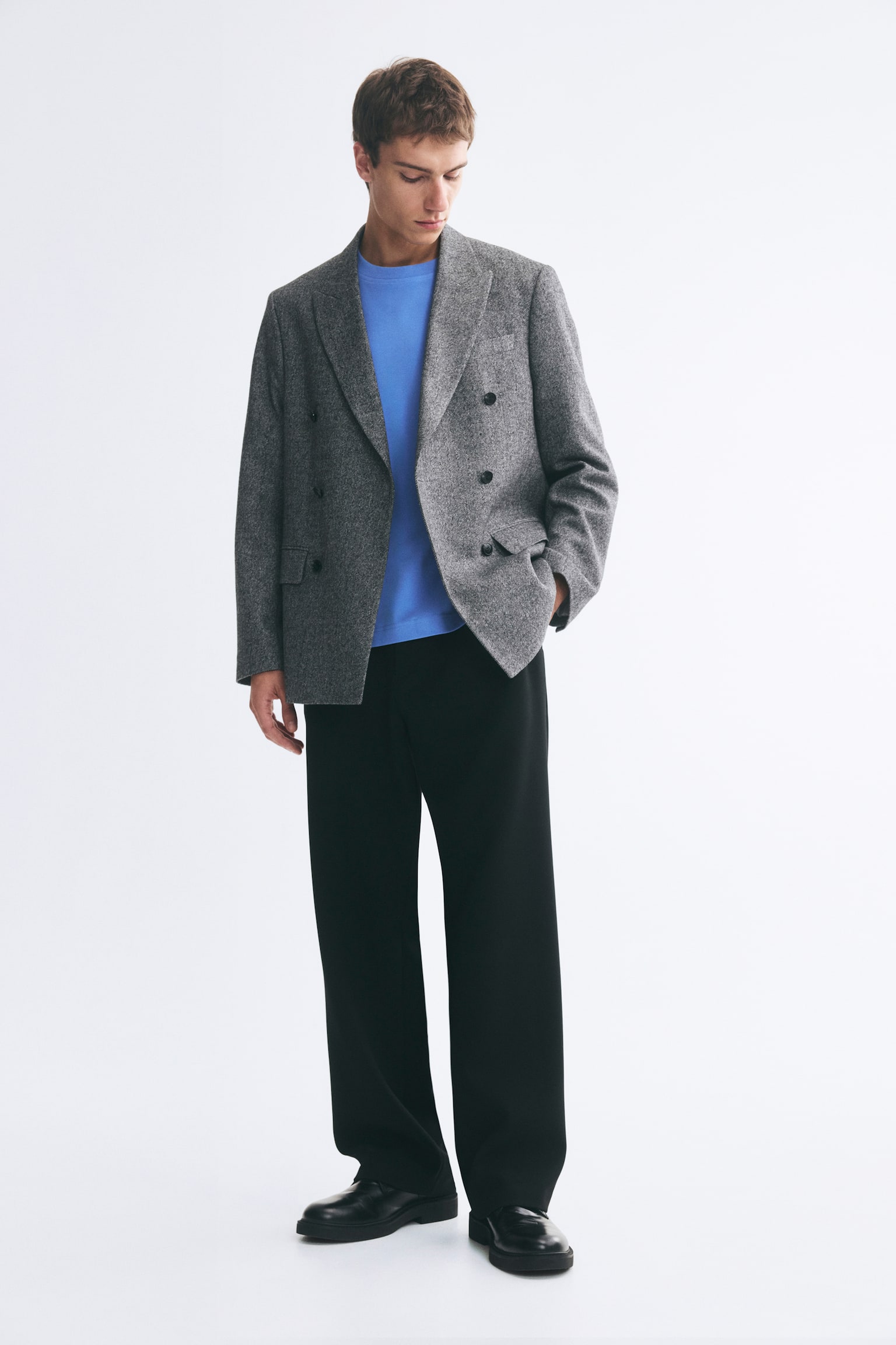 Мужские брюки H&M Relaxed-Fit Tailored, цвет: Чёрный — фото 2