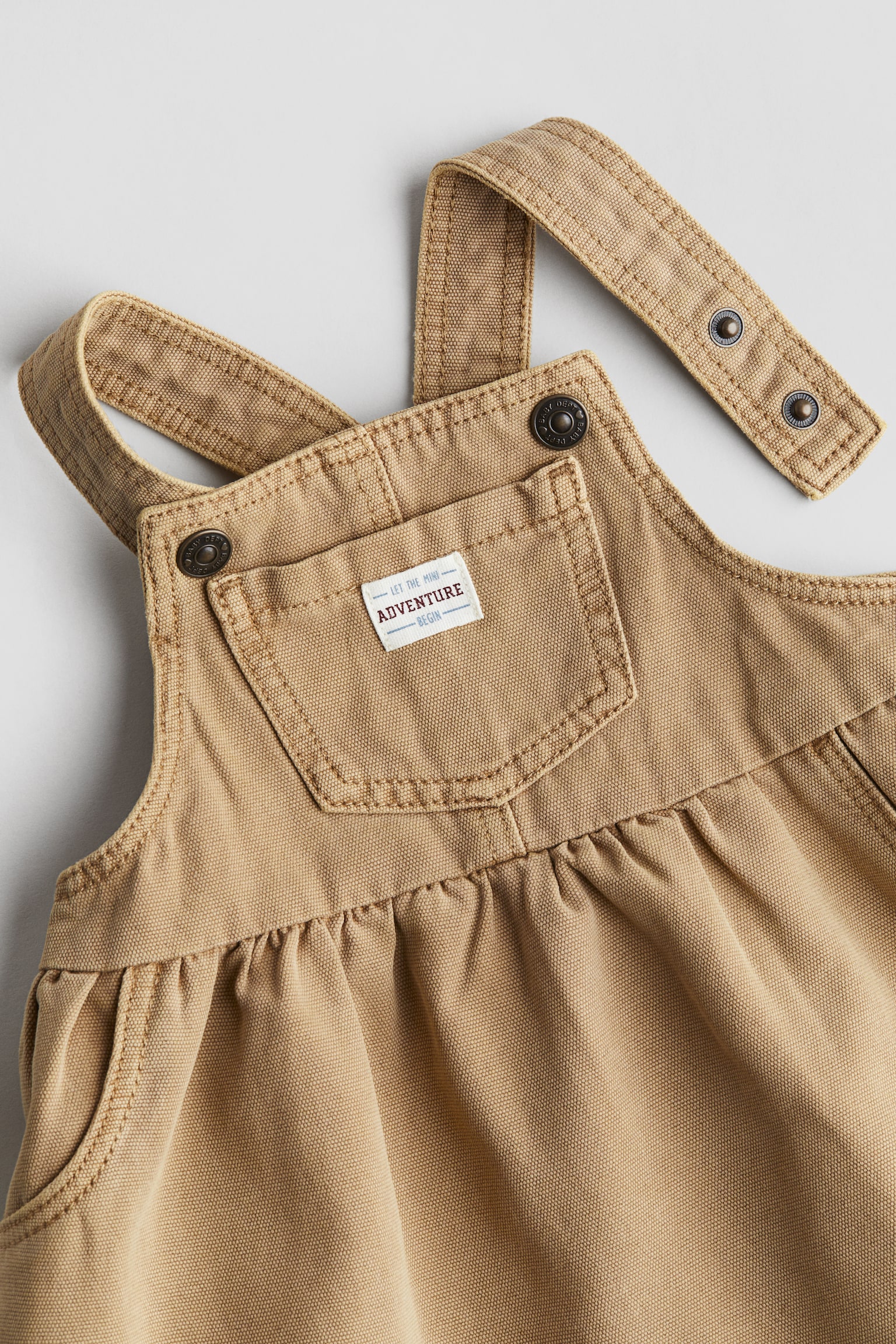 Cotton dungaree dress - Beige/Denim blue - 2