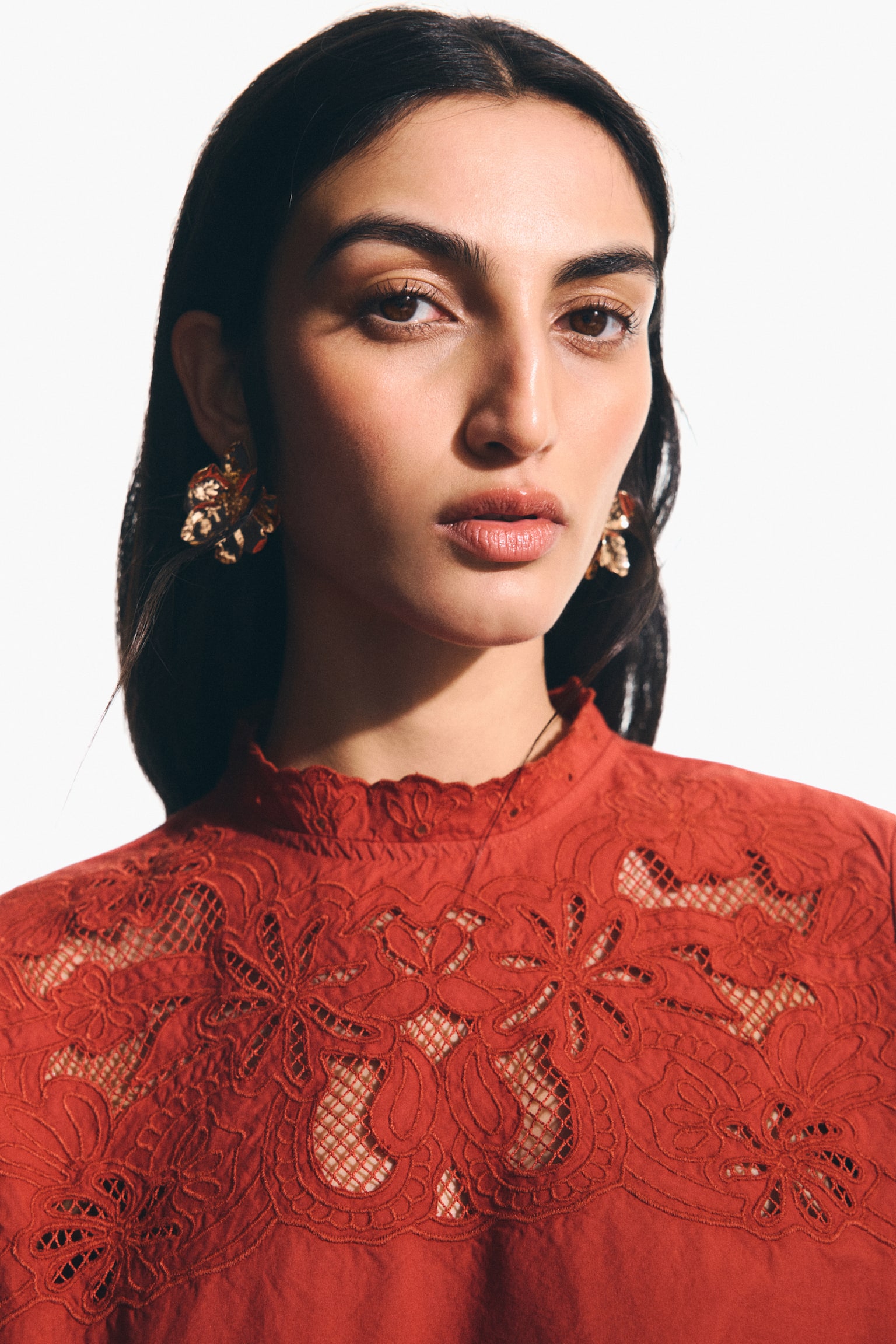 Blusa en bordado inglés - Rojo - 2