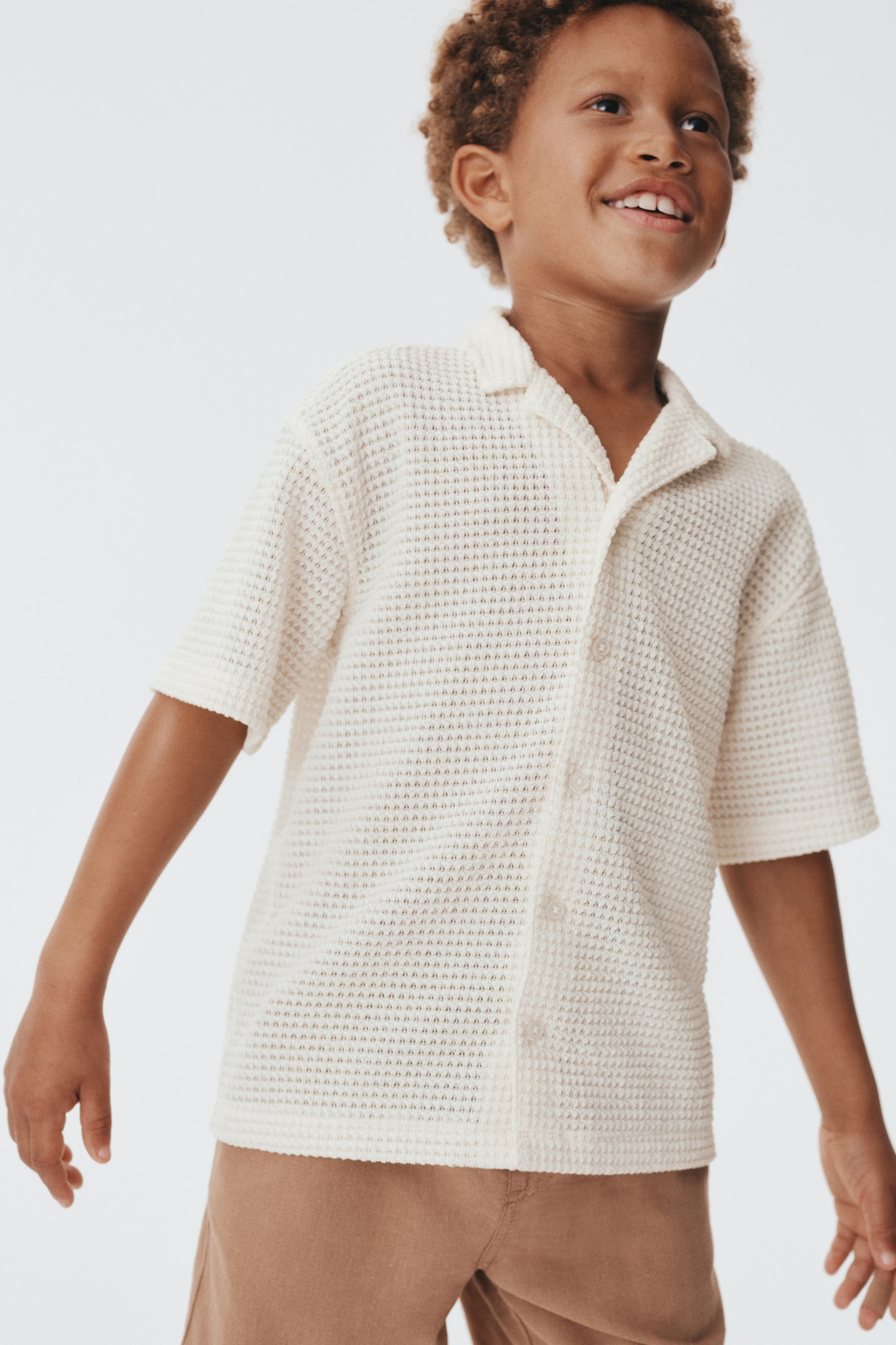 View larger image: Textured-knit resort shirt - White - Kids | H&M IN 1