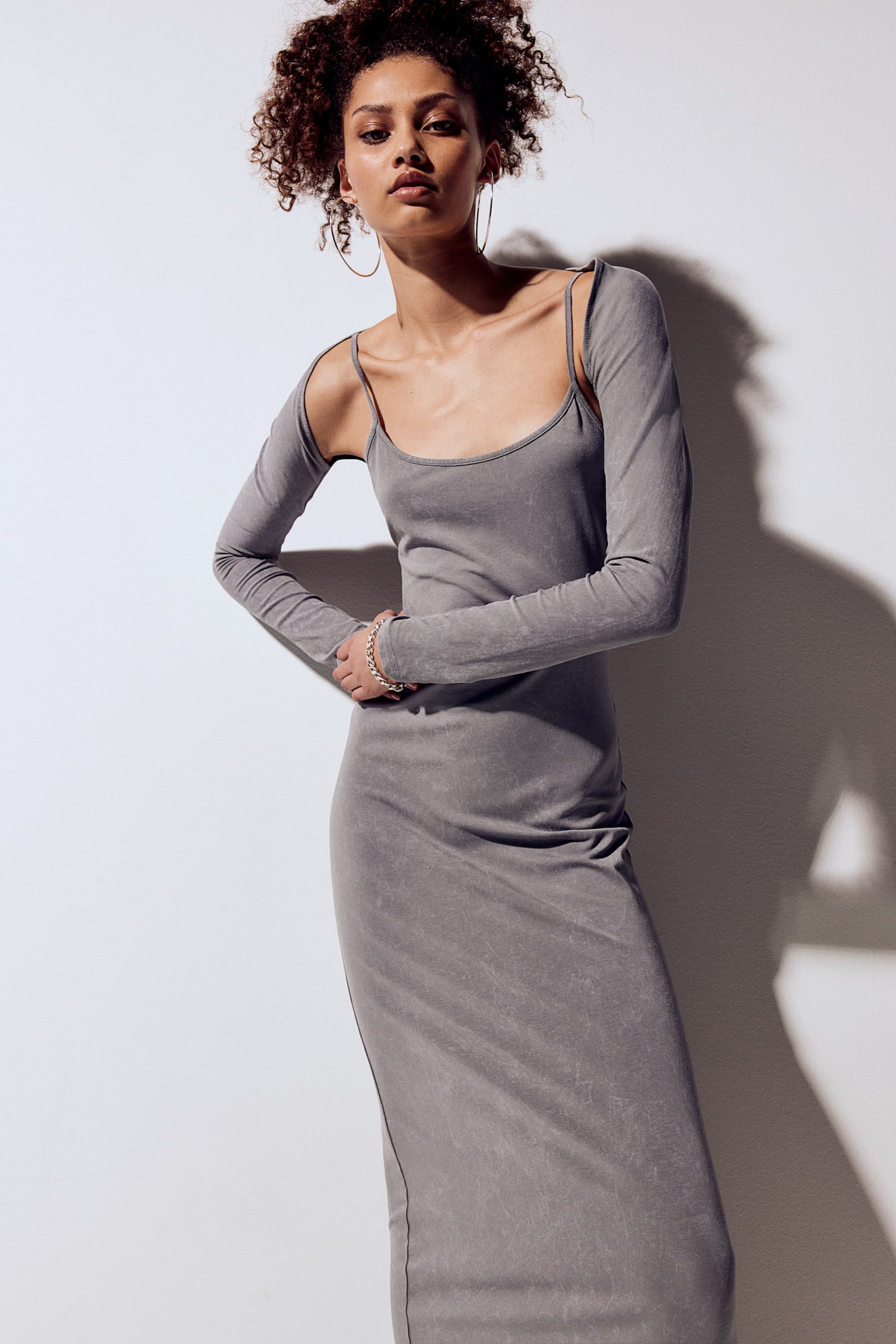 Bodycon Dress & Bolero Set - Grey/Washed - 3