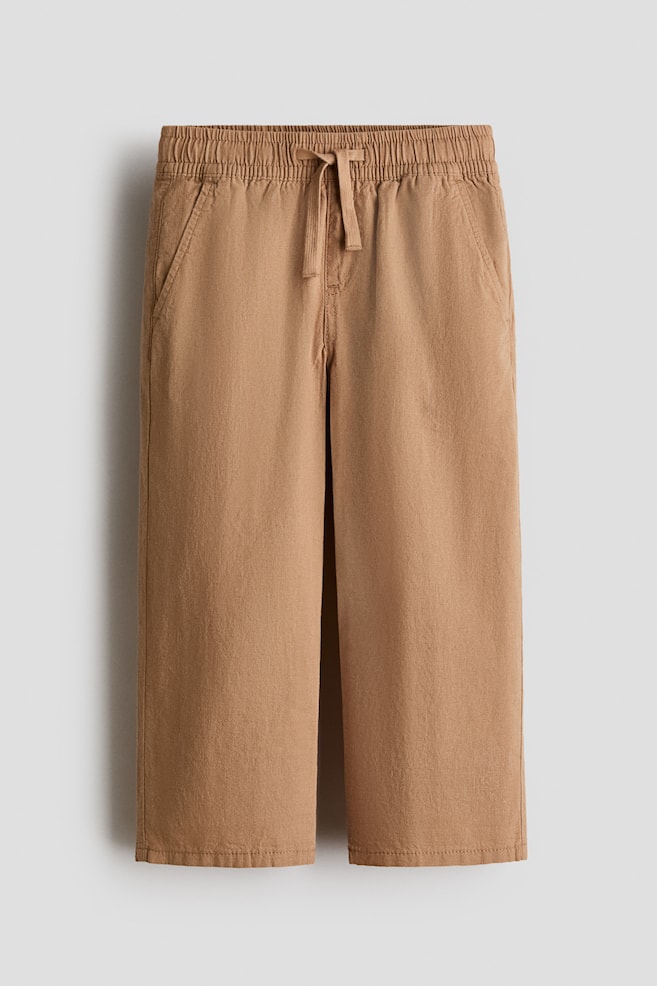 Linen-blend joggers - Light brown/Light dusty blue - 1