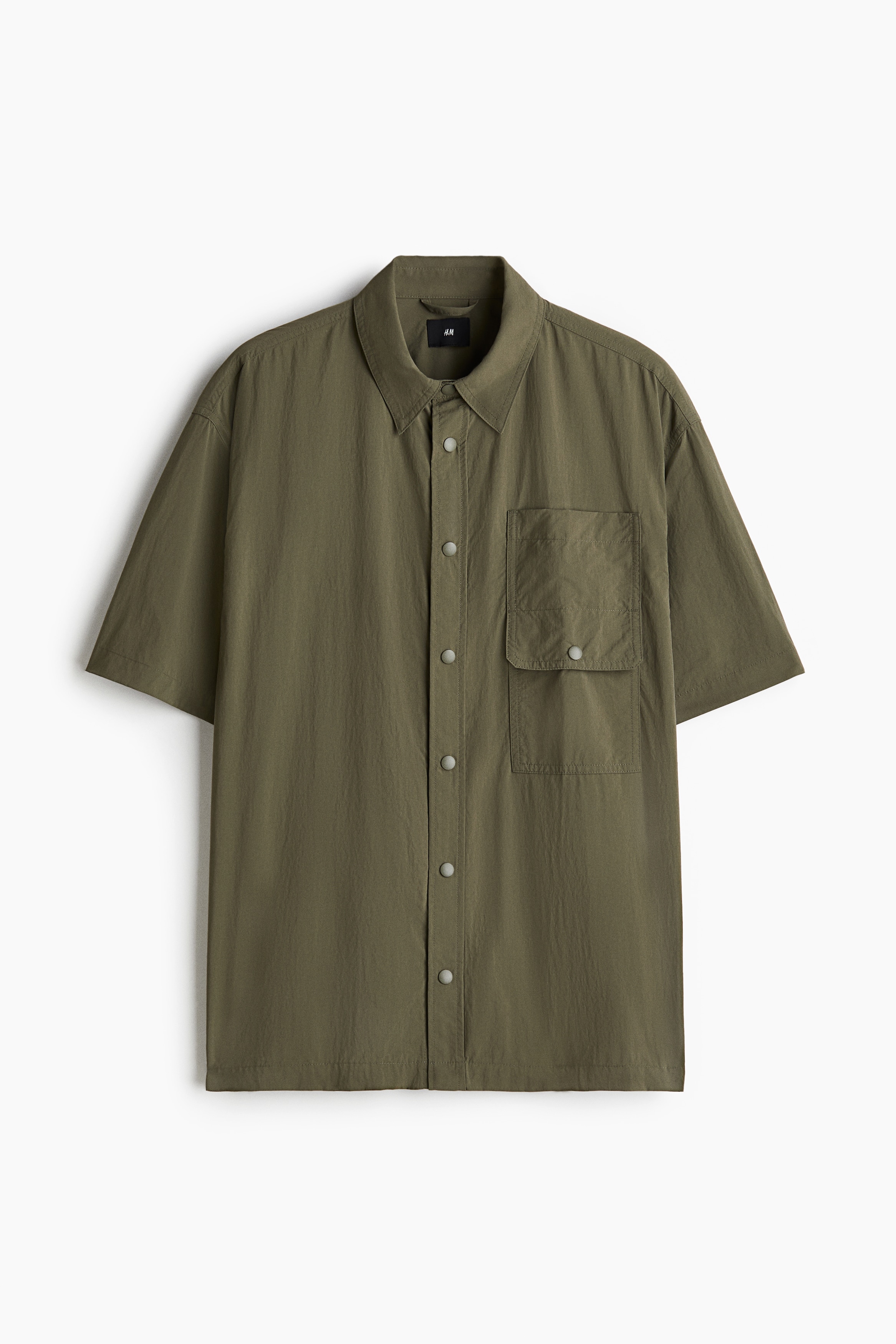 Loose Fit Short-sleeved utility shirt - Green/Beige
