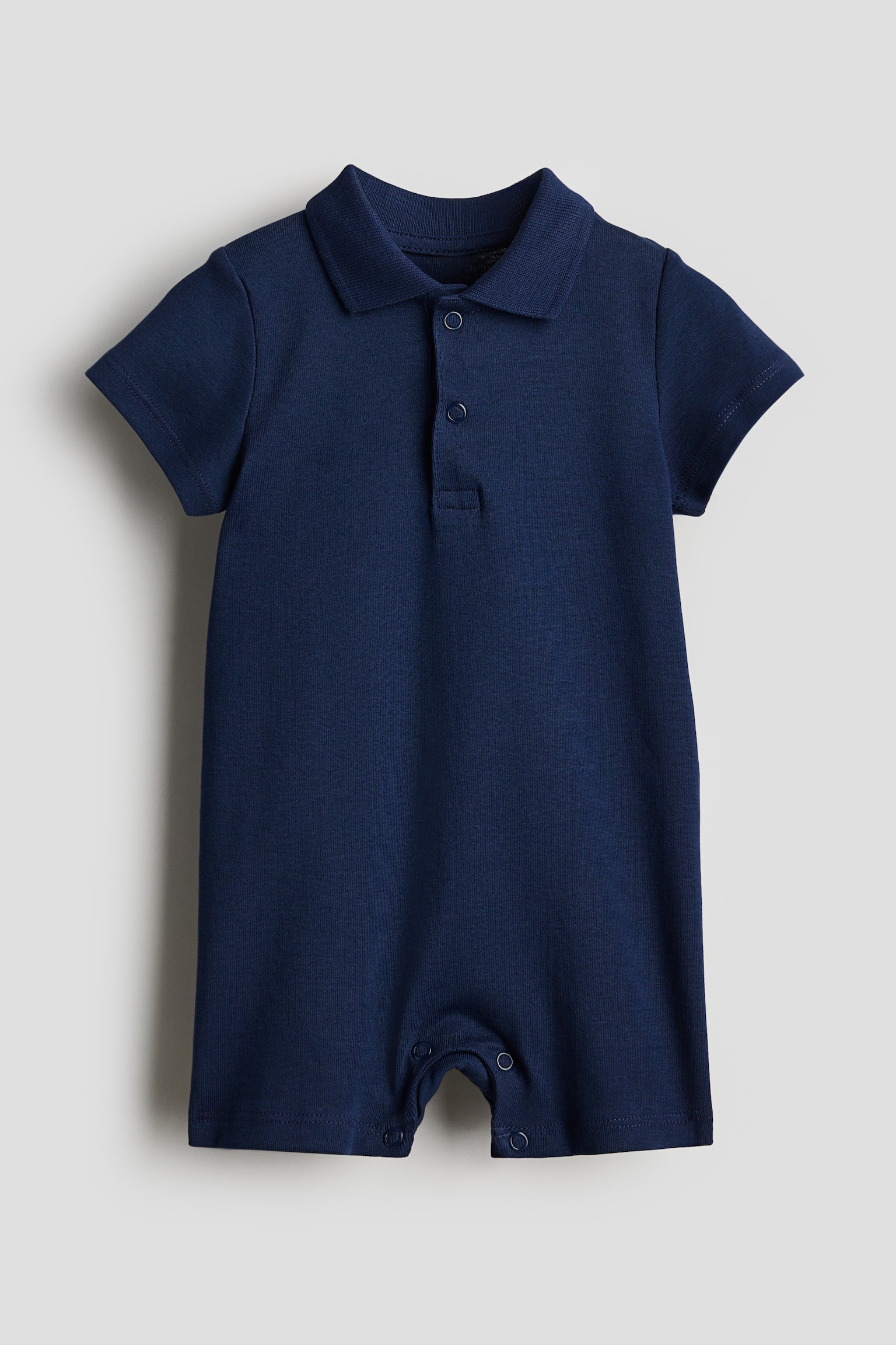 Cotton jersey romper suit - Navy blue/Khaki green - 1