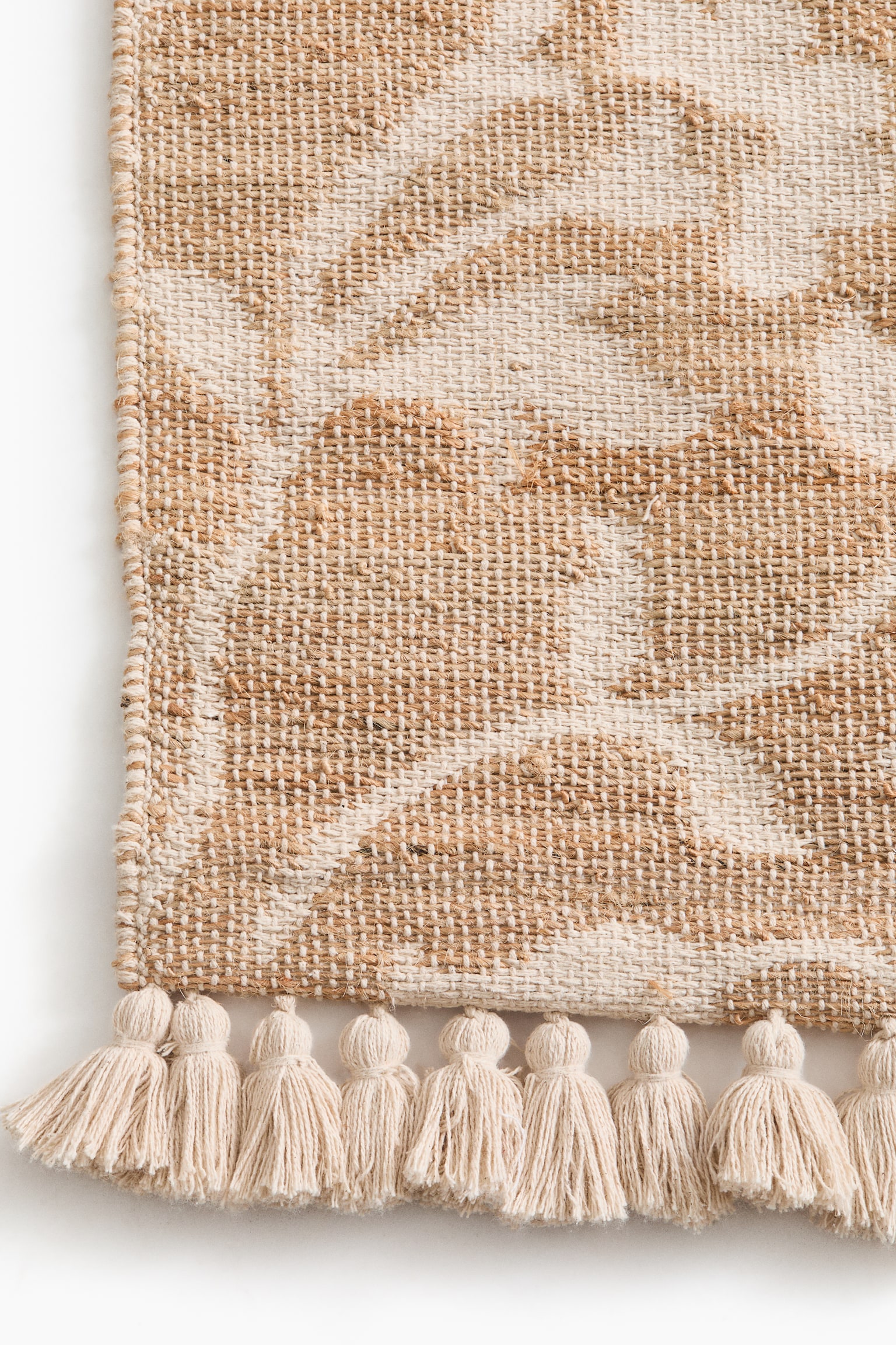 Floral jute-blend runner rug - Light beige/Floral - 2