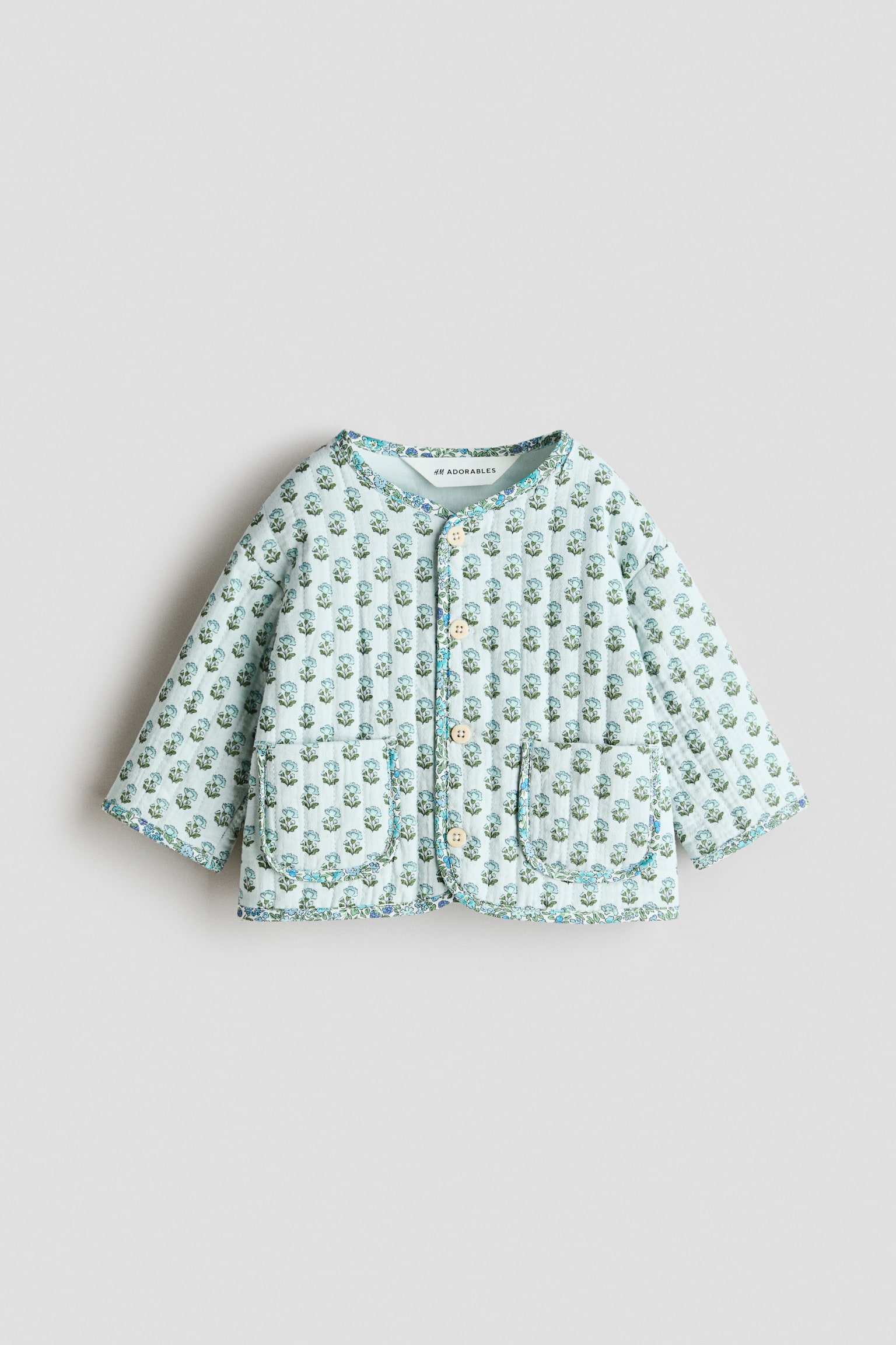 Quilted patchwork-print jacket - Light turquoise/Floral - 1