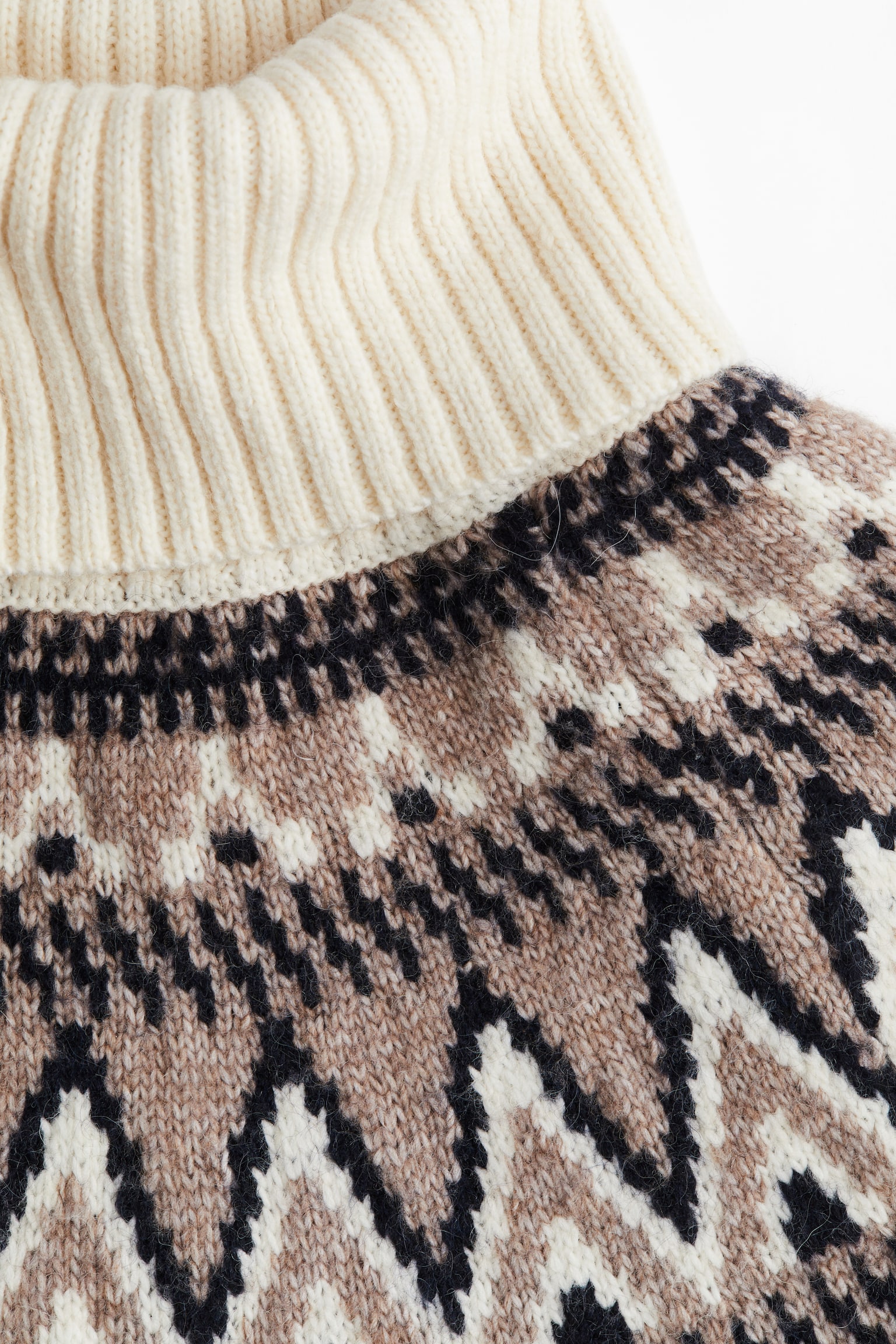 Jacquard-knit polo-neck jumper - Greige/Patterned/Light beige marl/Patterned/Navy blue/Patterned - 6