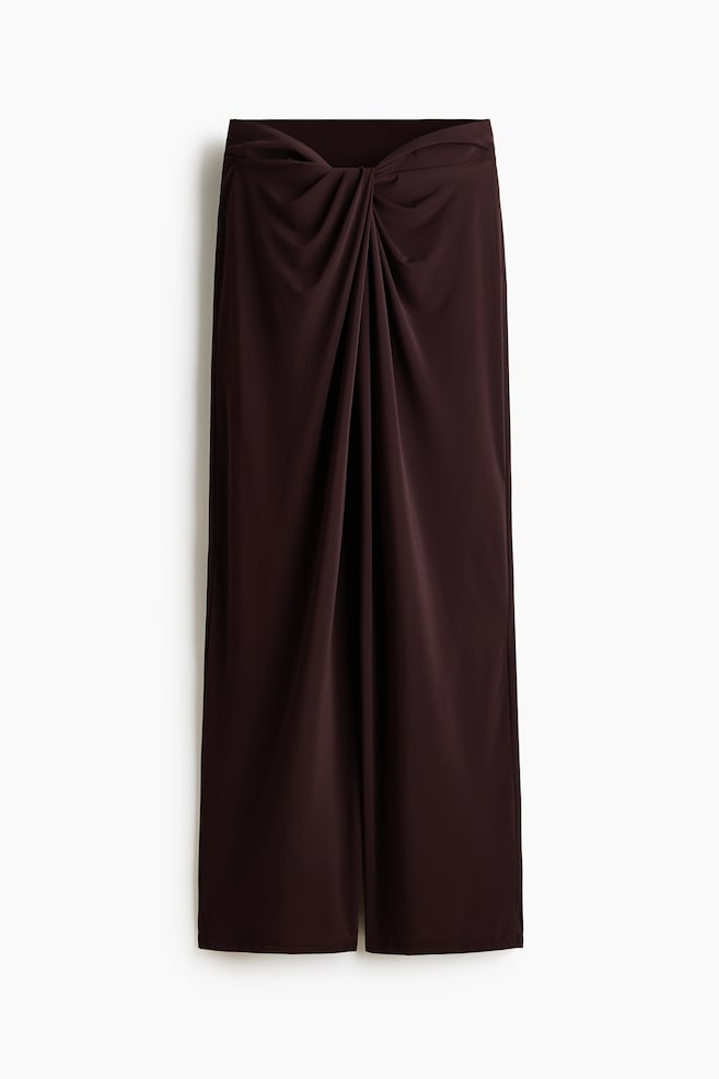 Twist-Detail Jersey Pants - Dark brown/Black - 1