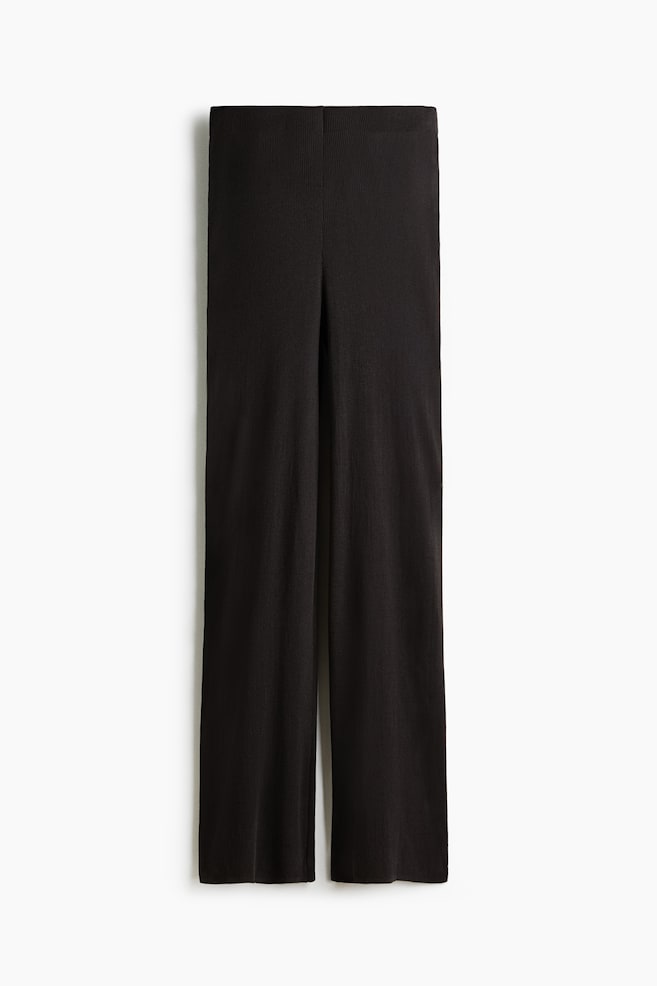 Pantalon en maille côtelée - Marron foncé/Noir/Noir/Beige clair chiné - 1