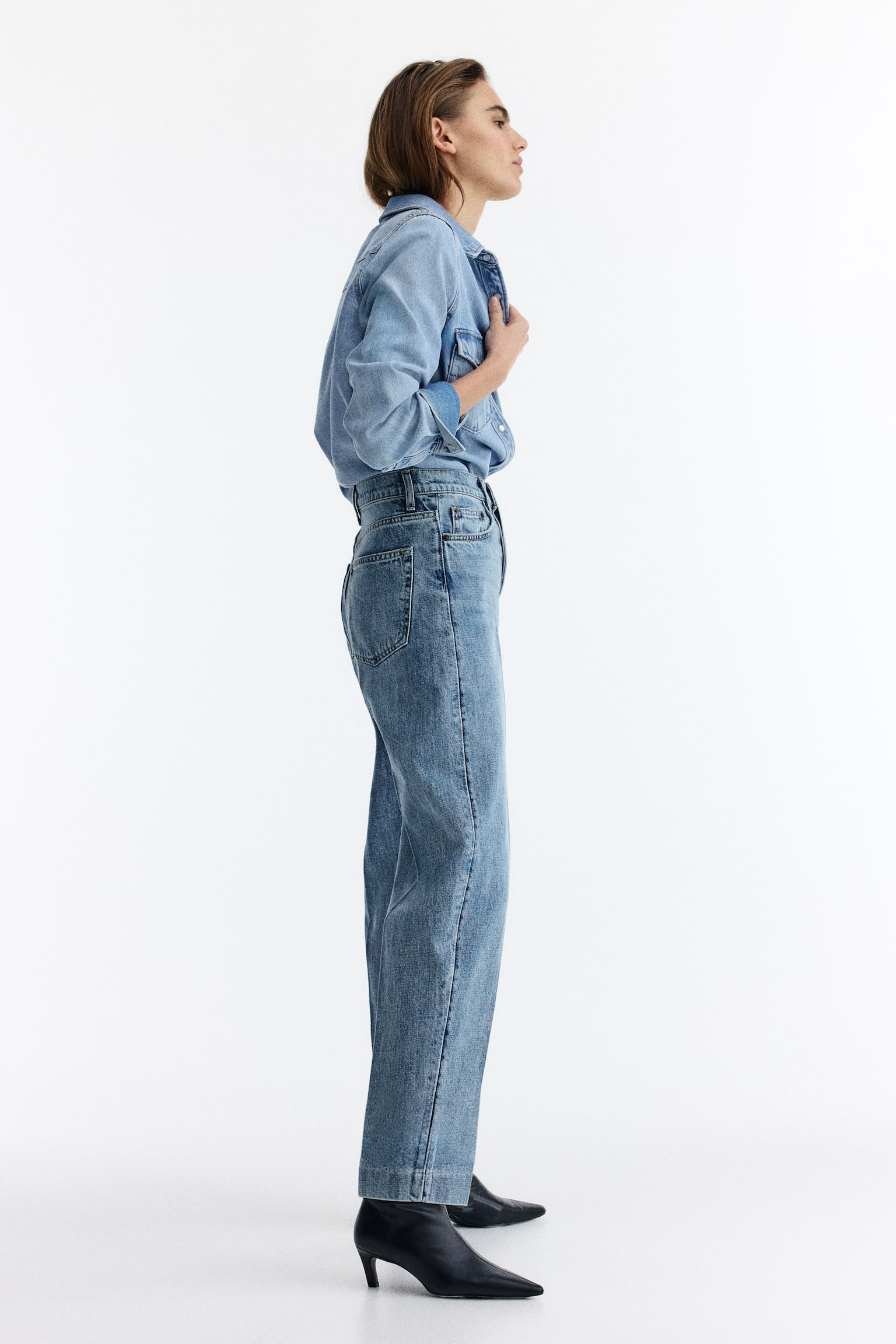 Barrel High Ankle Jeans - Helles Denimblau/Blasses Denimblau/Denimblau/Denimblau/Grau - 4