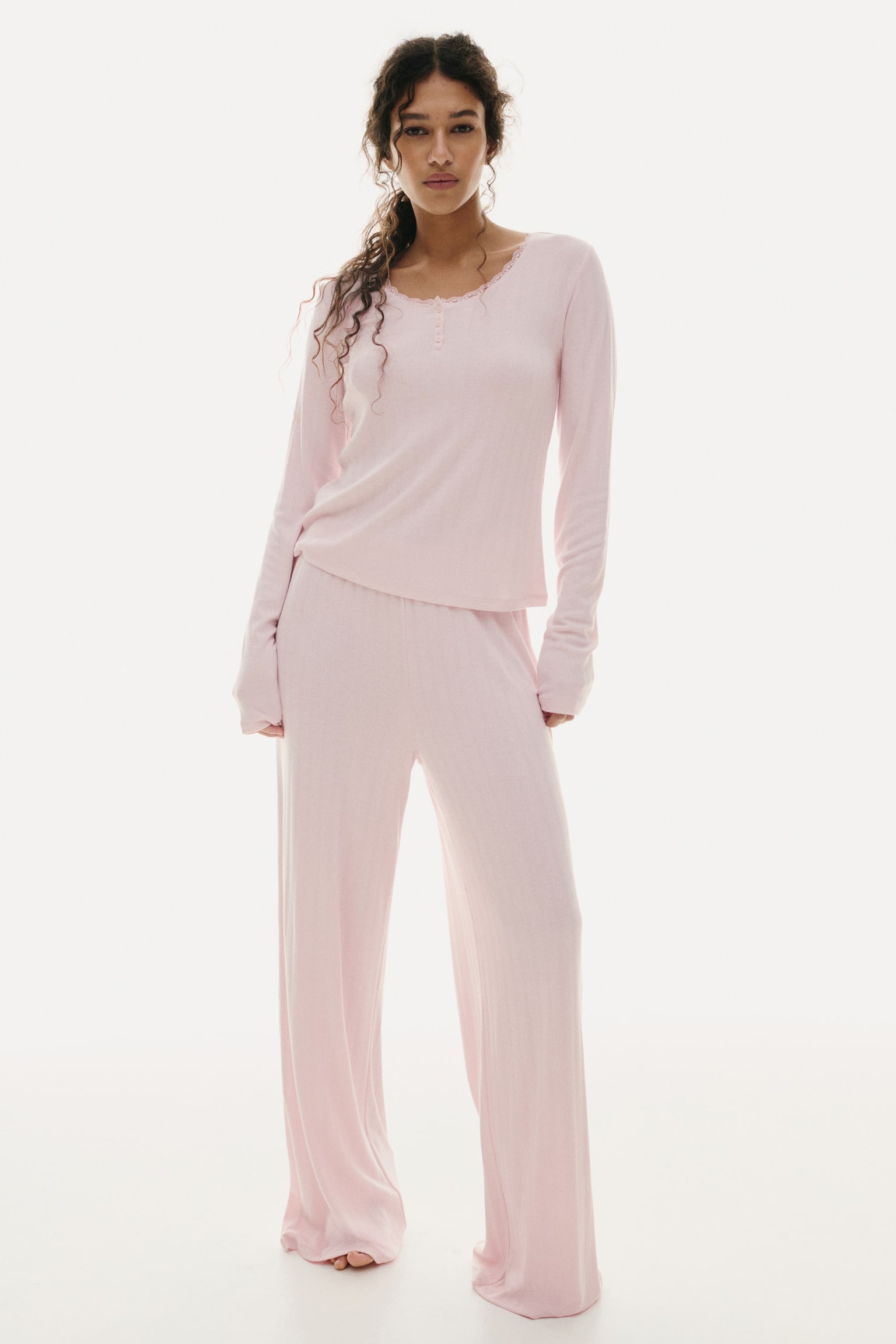 Pointelle jersey pyjamas - Light pink/Black - 7