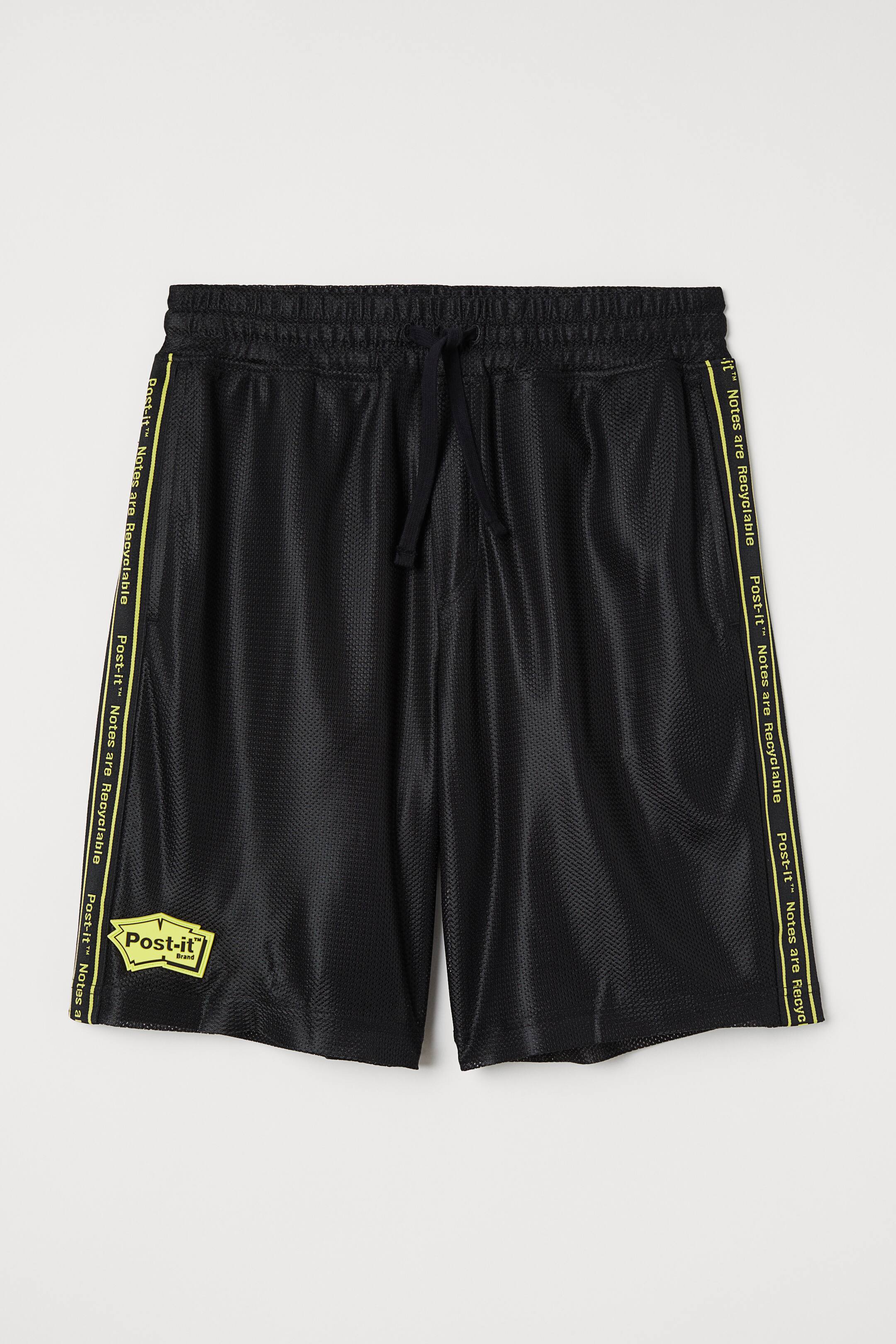 查看大圖: Mesh shorts - 黑色/Post It - Men | H&M 1