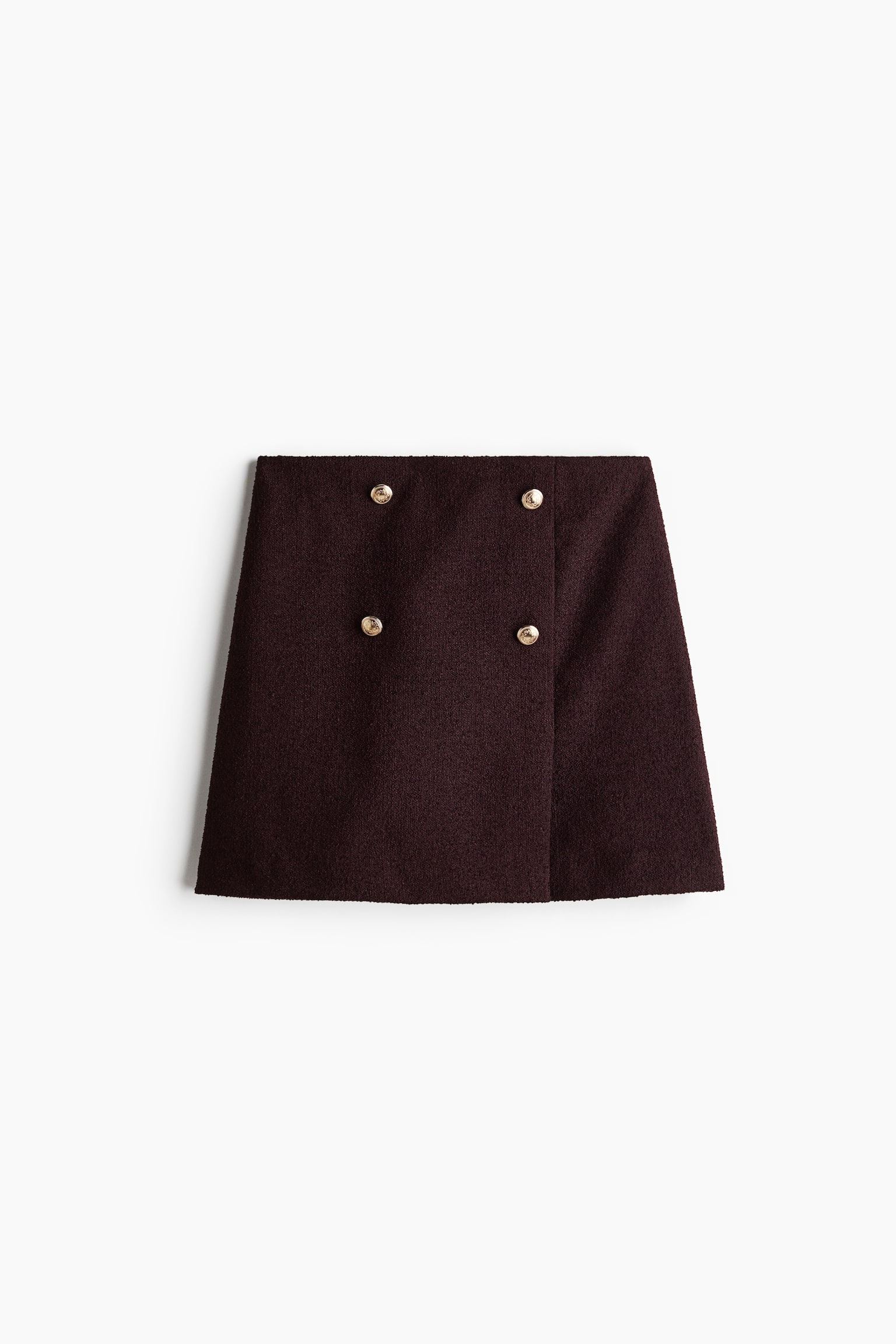 Button-front mini skirt - Burgundy/Black - 2