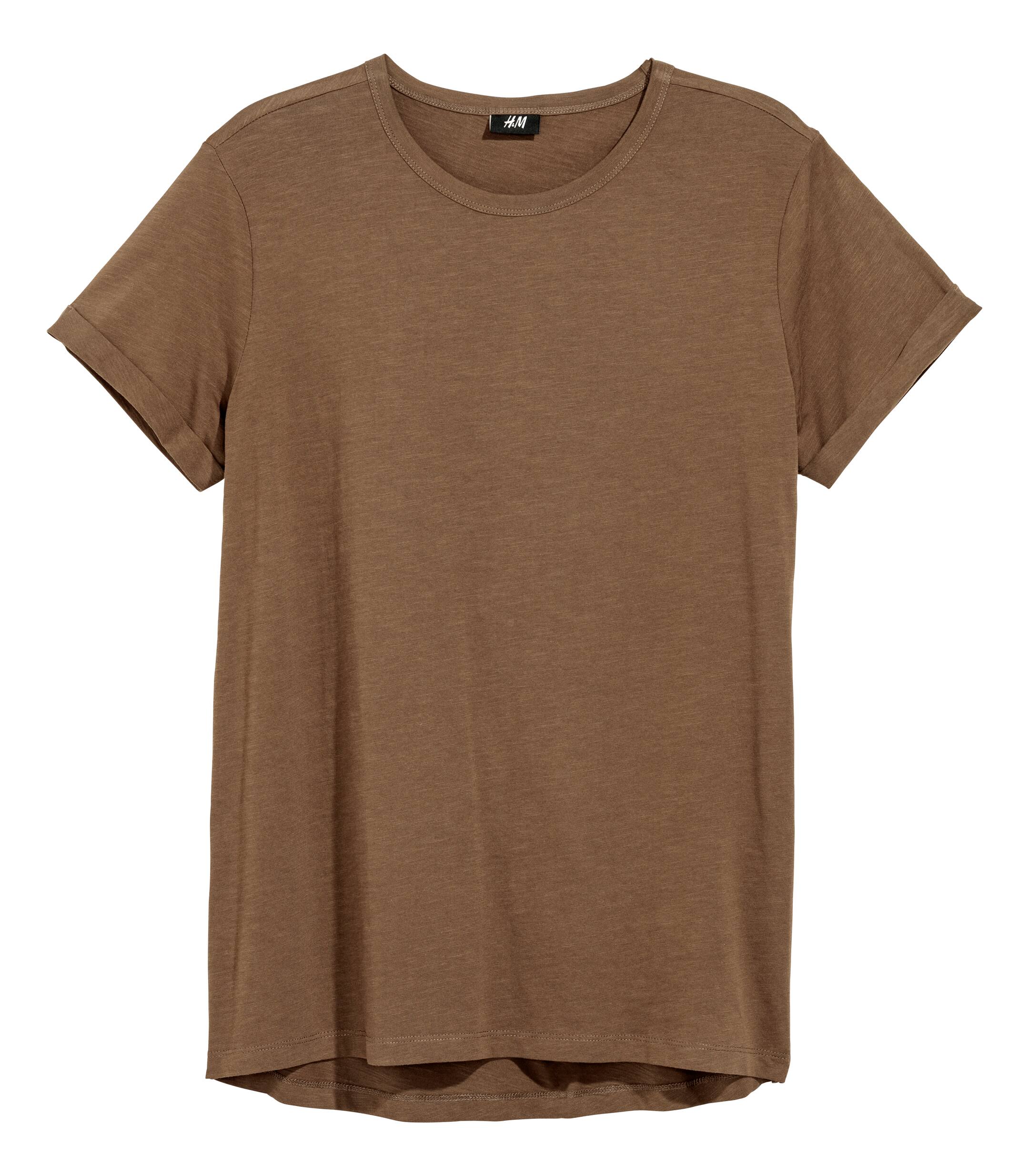 T-Shirt aus geflammtem Jersey - Kurzarm - Normale Länge - Braun 