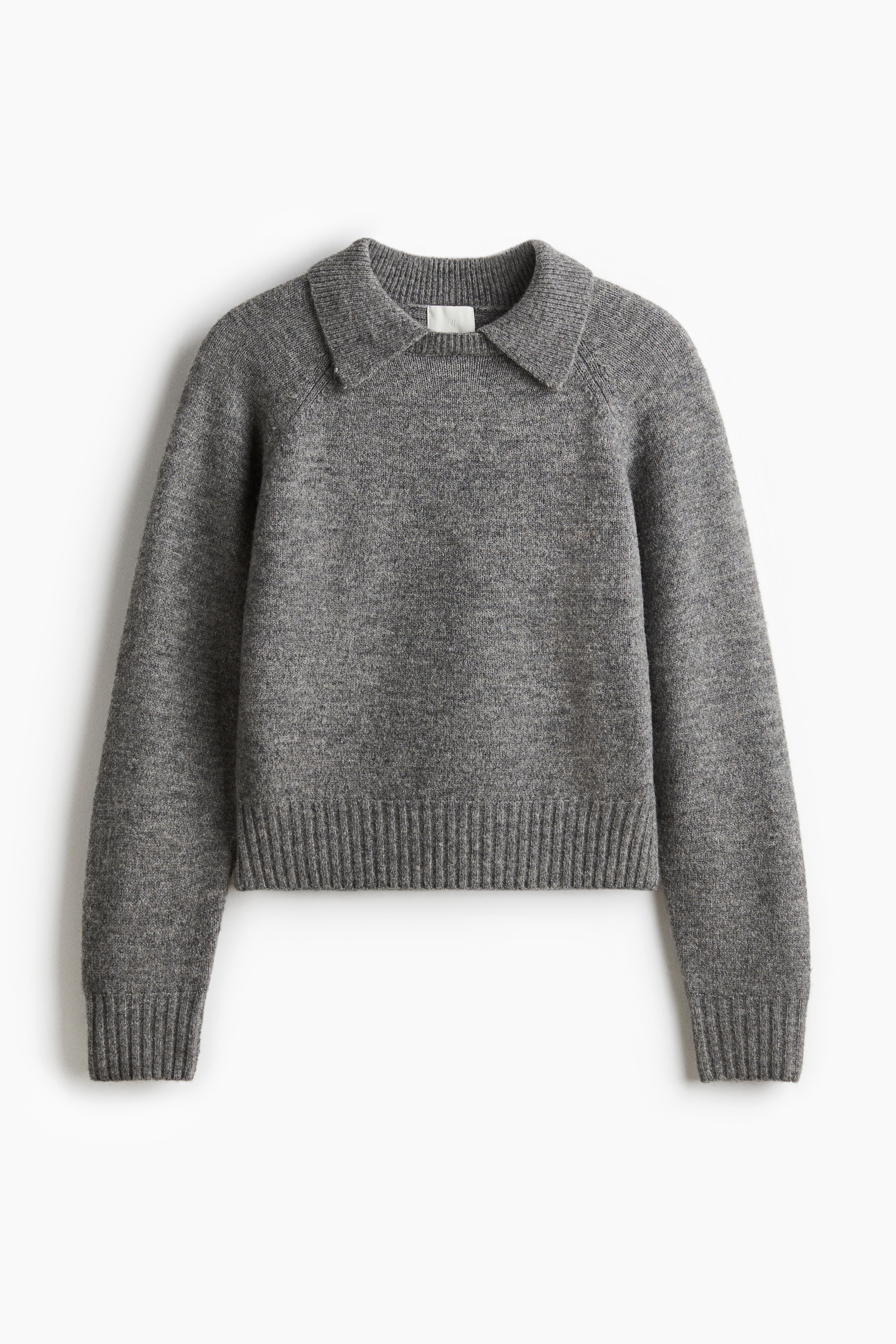 Trøje med krave - Gråmeleret/Dark beige