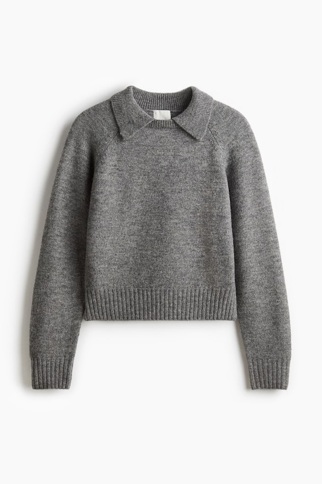 Pullover mit Kragen - Graumeliert/Dark beige/Cremefarben - 1