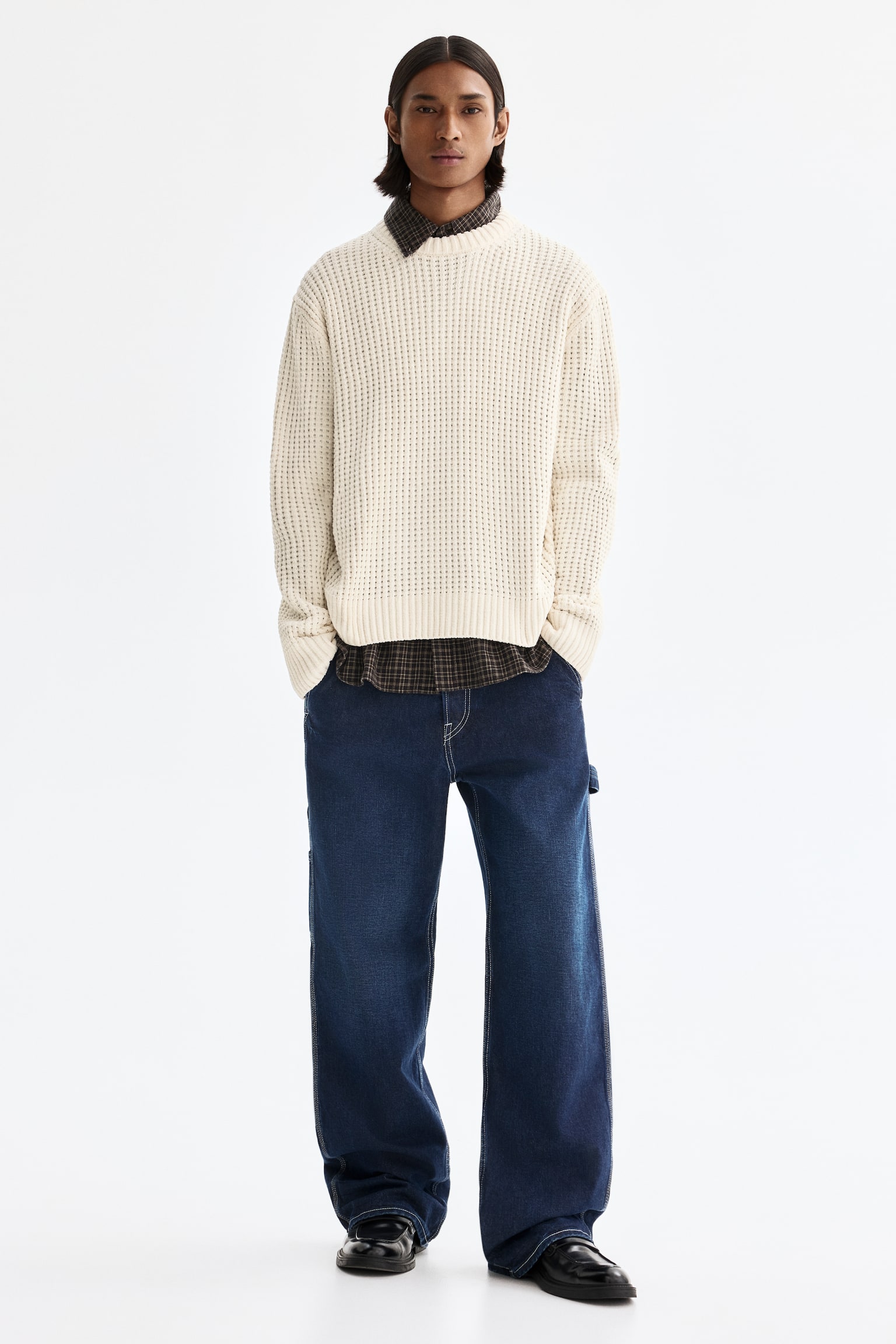 Regular Fit Jumper - Cream/Dark blue/Khaki green - 3