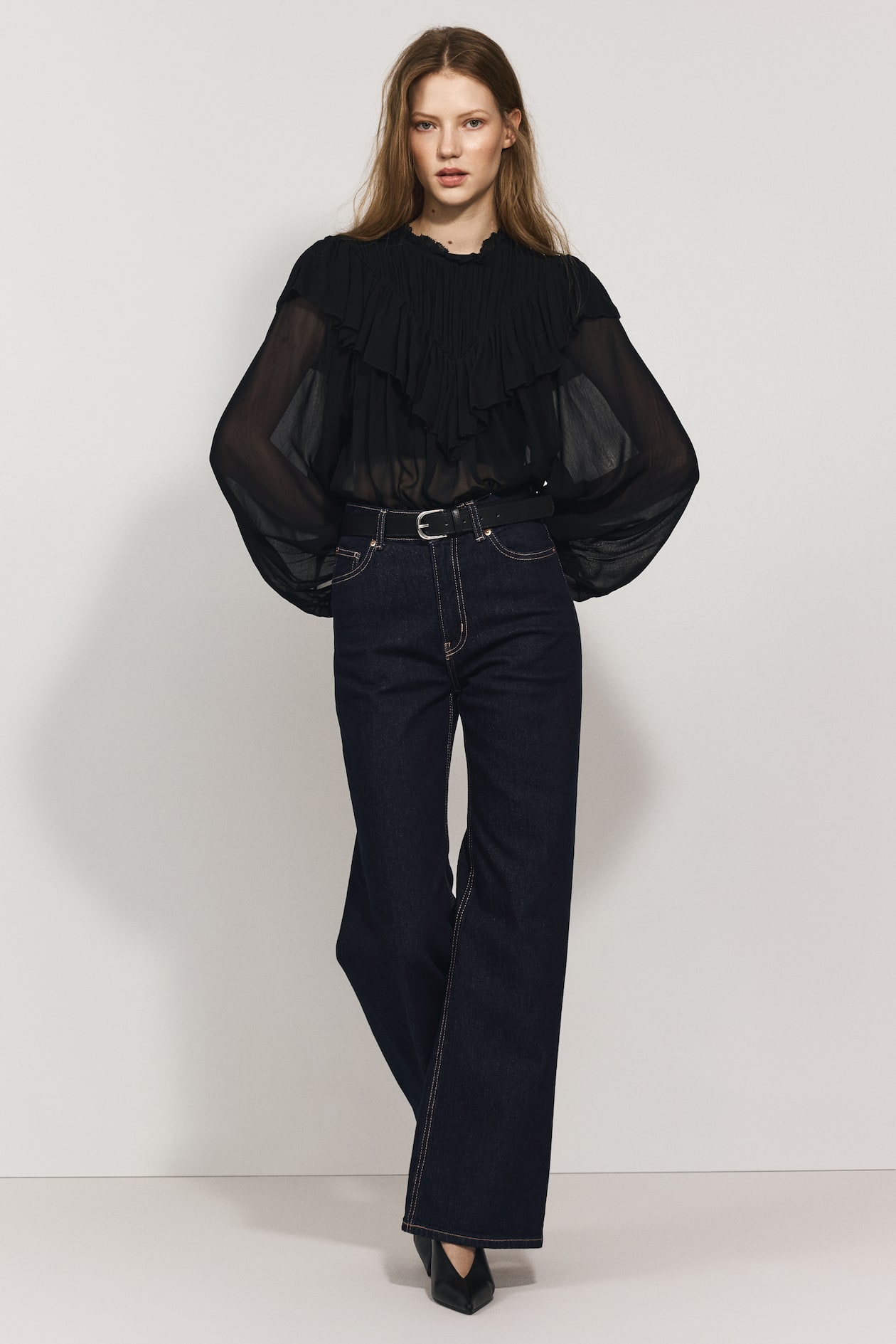 Ruffle-Trimmed Chiffon Blouse - image 3