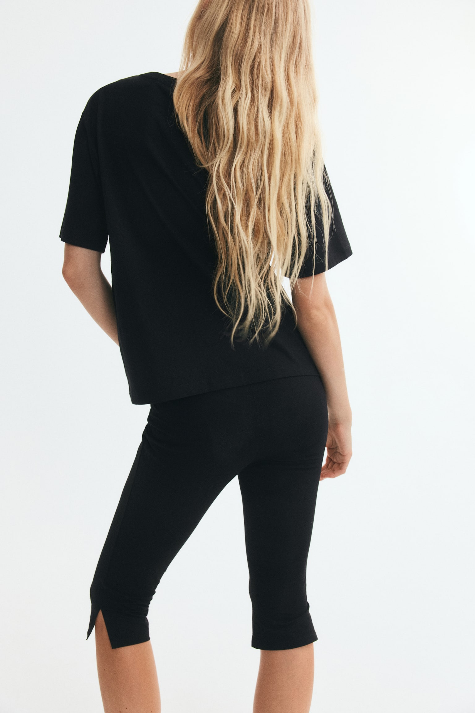 Женская футболка H&M Lace-Inset Cotton, цвет: Чёрный — фото 3