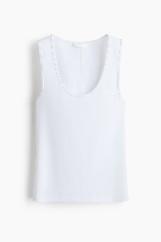 Cotton Tank Top - White/Black/Brown - 1