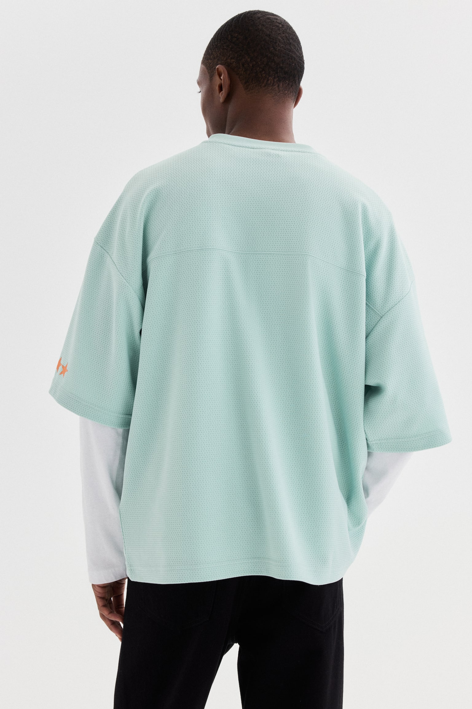 Oversized Fit Printed mesh t-shirt - Mint green/System - 4