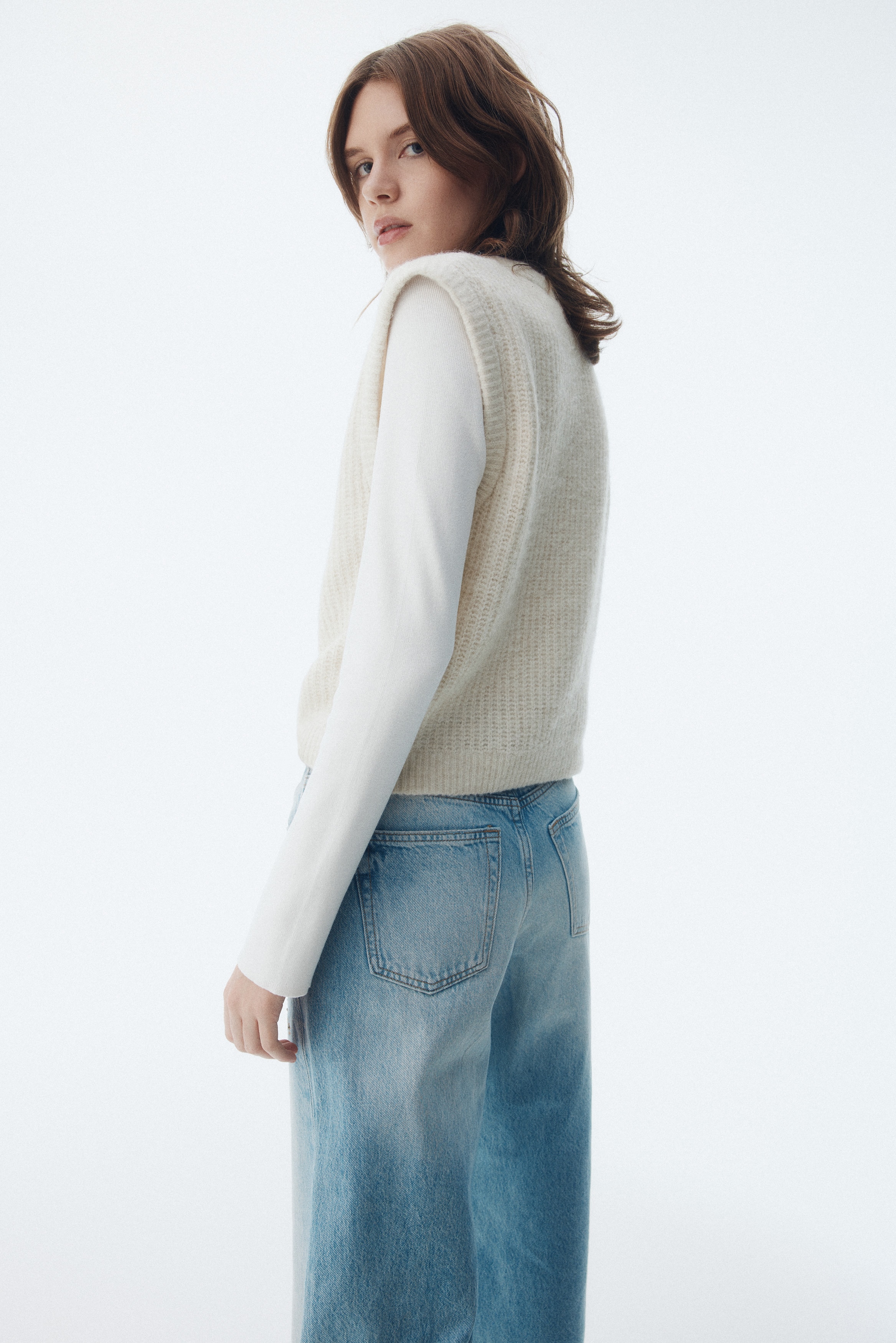 Rib-knit waistcoat