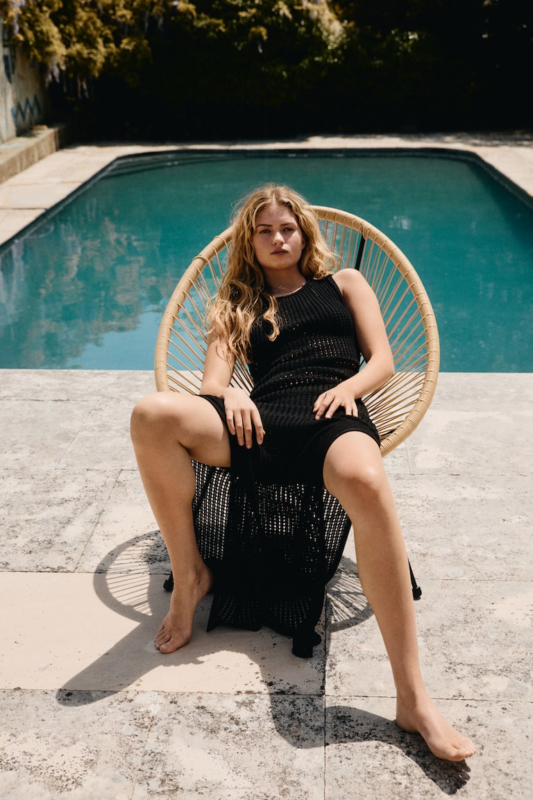Vestido playero en punto pointelle Negro MUJER H&M ES