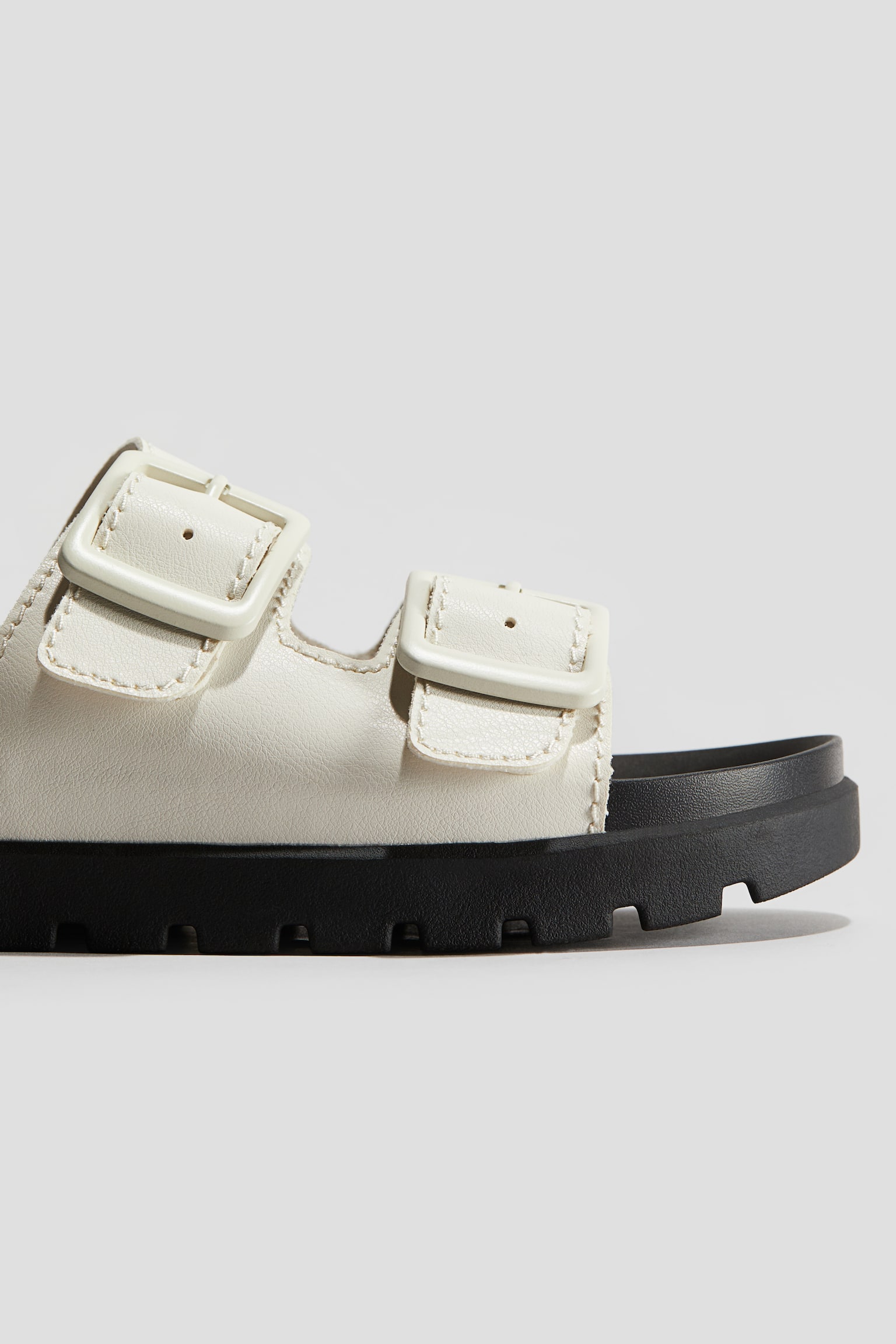 Chunky Double Strap Sandals - White/Black - 2