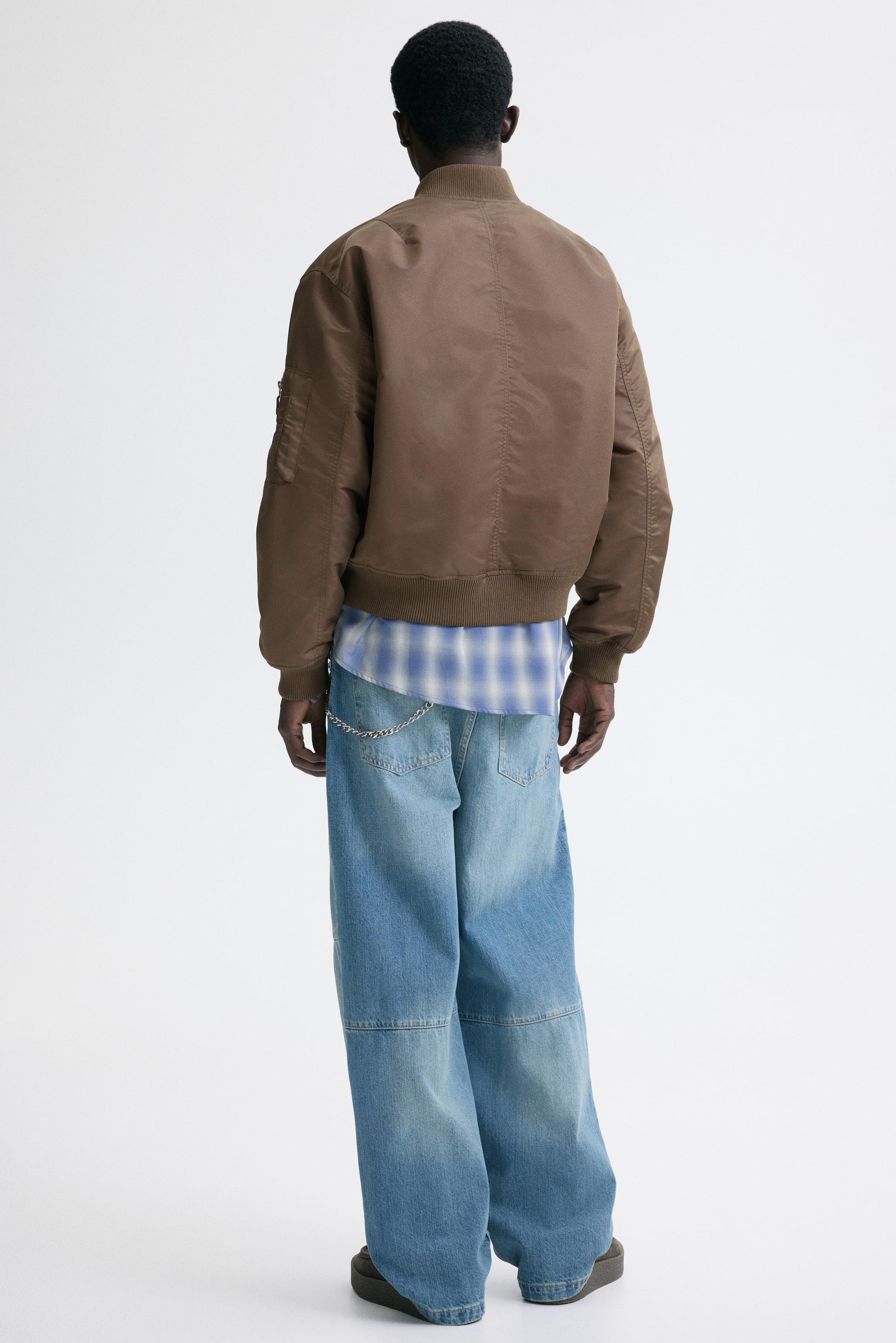 View larger image: Padded Nylon Bomber Jacket - Light brown - Men | H&M CA 5