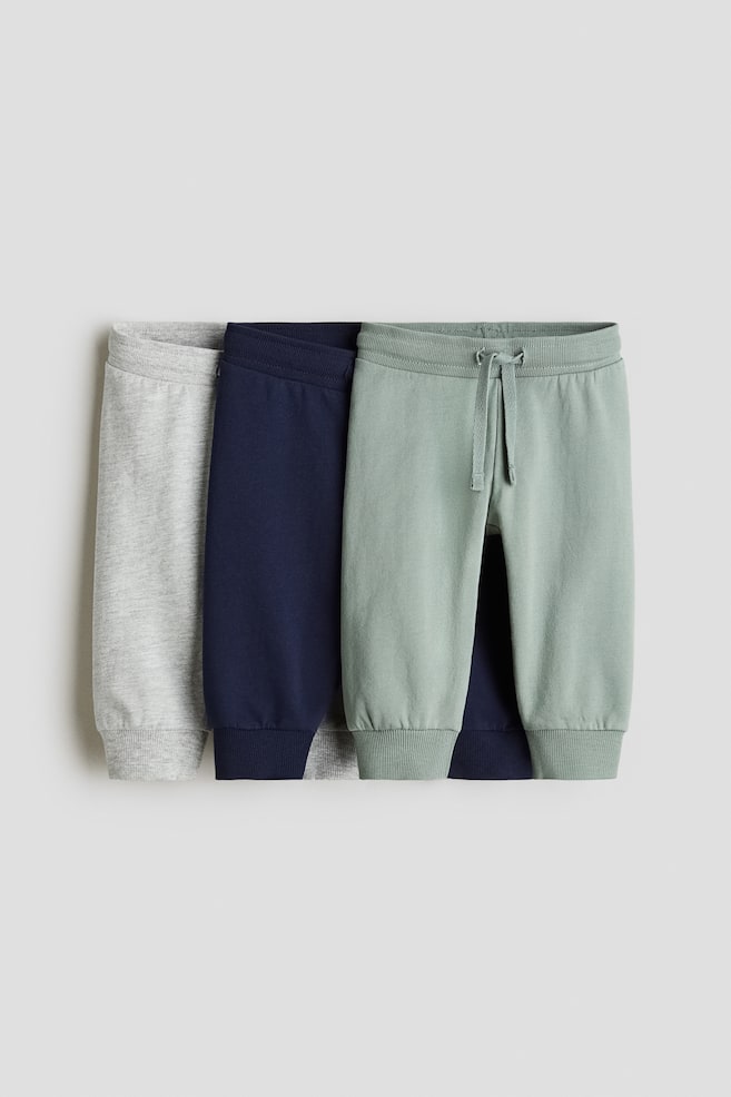 3-pack Cotton Joggers - Dusty green/dark blue/Beige/black/Light blue/dark gray/Navy blue/dark red/light beige - 1