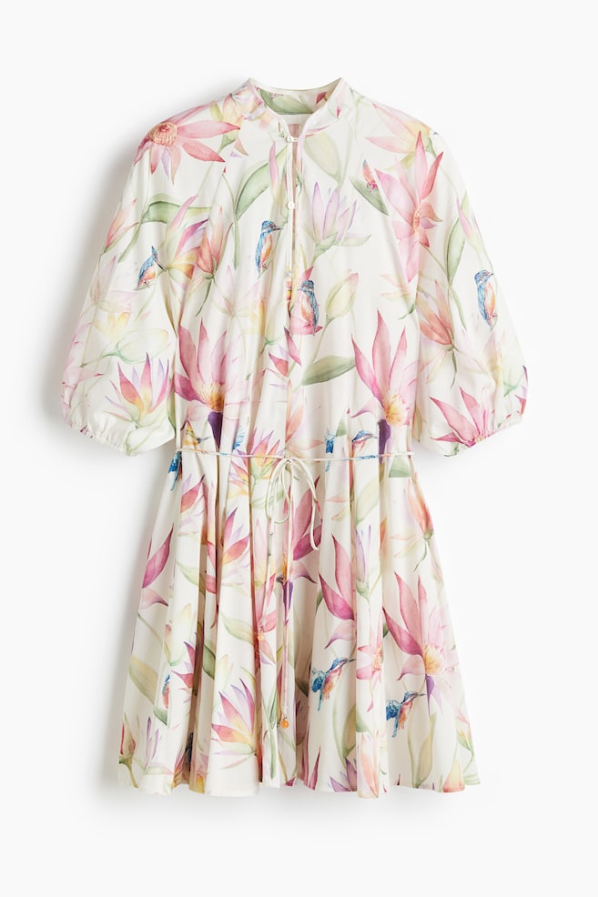 Vestido con cinturón de anudar - Blanco/Floral/Blanco/Limones/Negro/Floral - 1