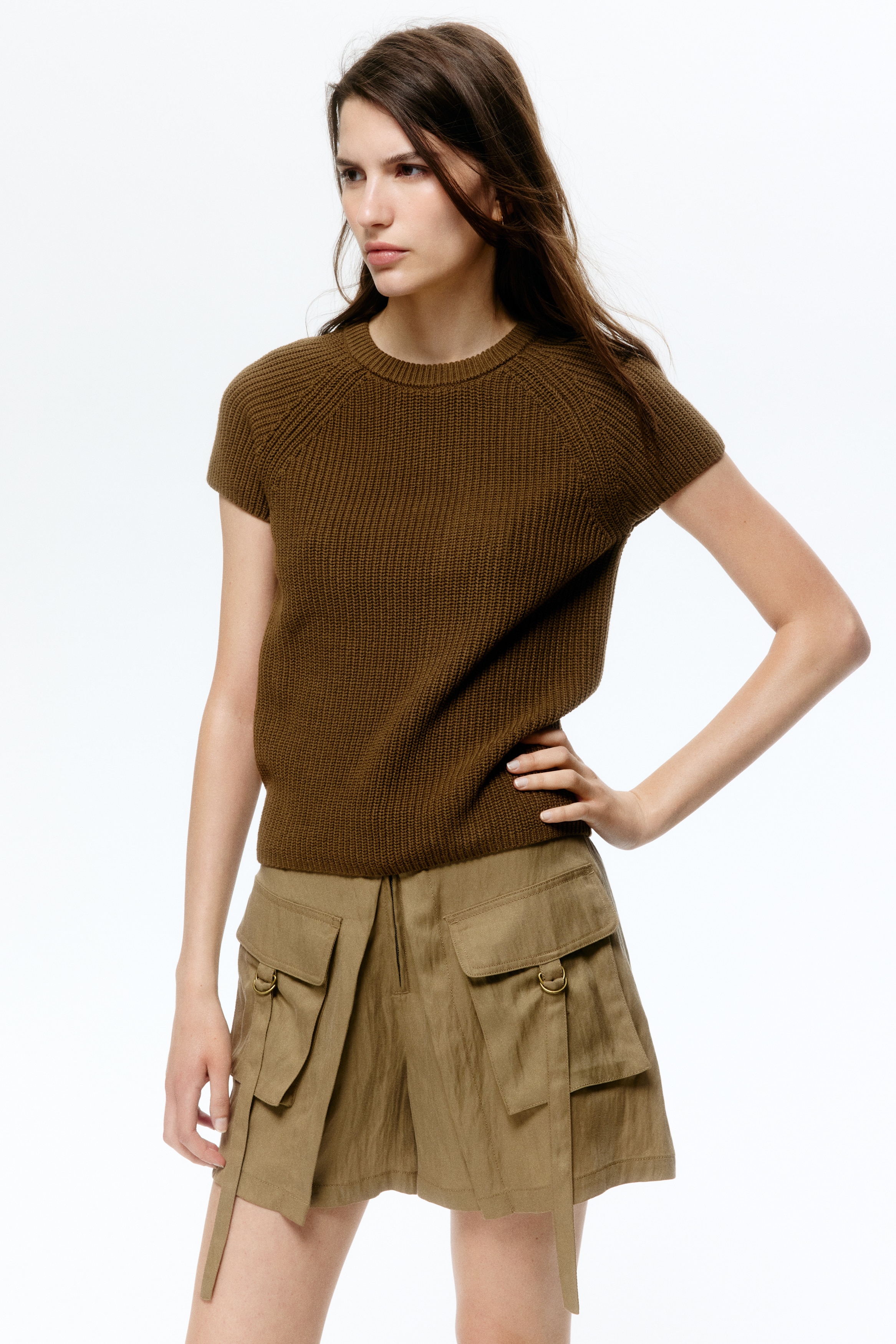 Knit Top - Brown/Light beige