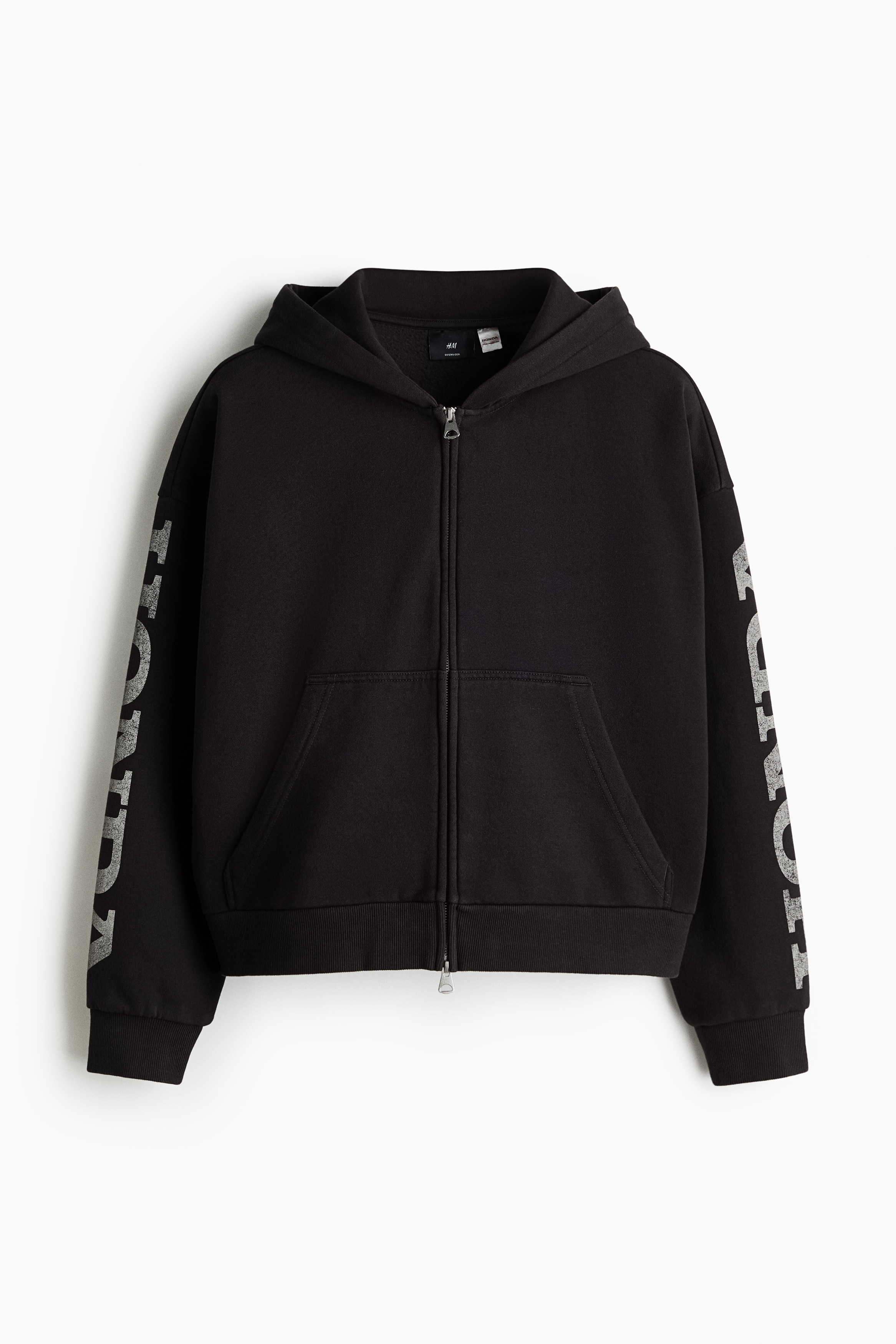 Oversized Printed Hooded Jacket - Black/Honda