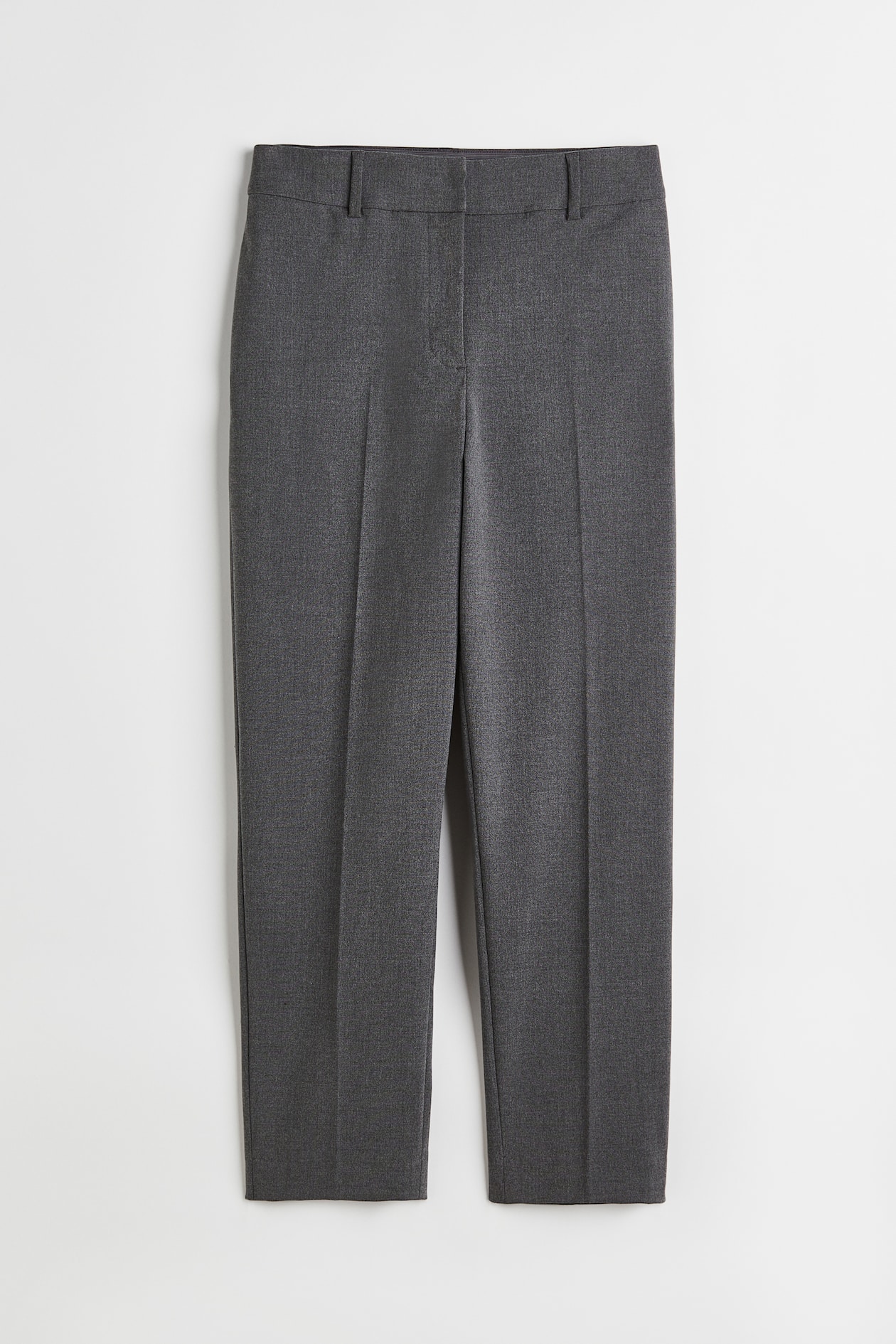 Cigarette trousers - Regular waist - Ankle length - Dark grey marl ...