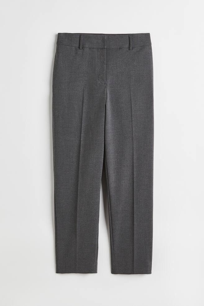 Cigarette trousers - Regular waist - Ankle length - Dark grey marl ...