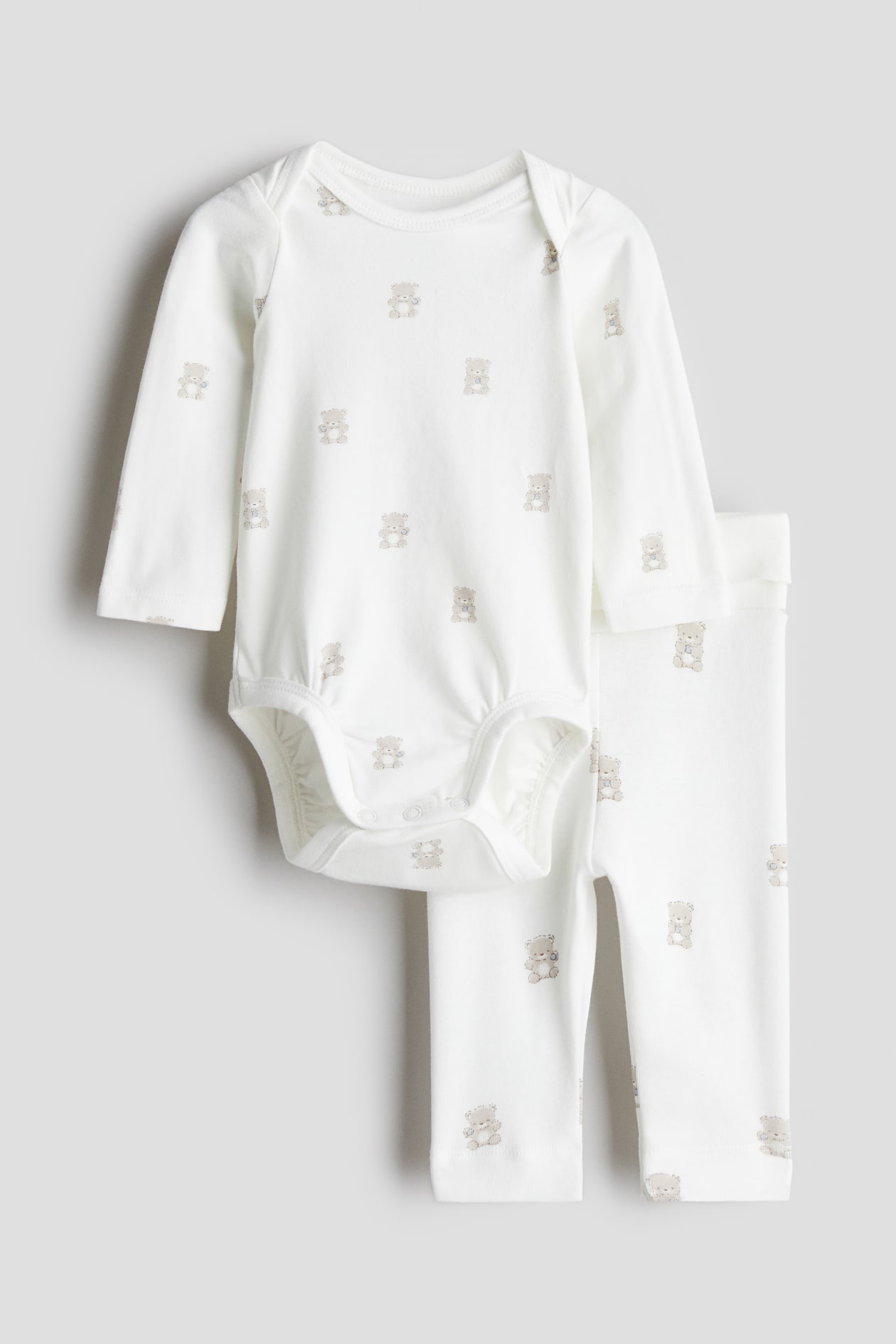 Ensemble 2 pièces en jersey de coton - Blanc/nounours - ENFANT | H&M FR