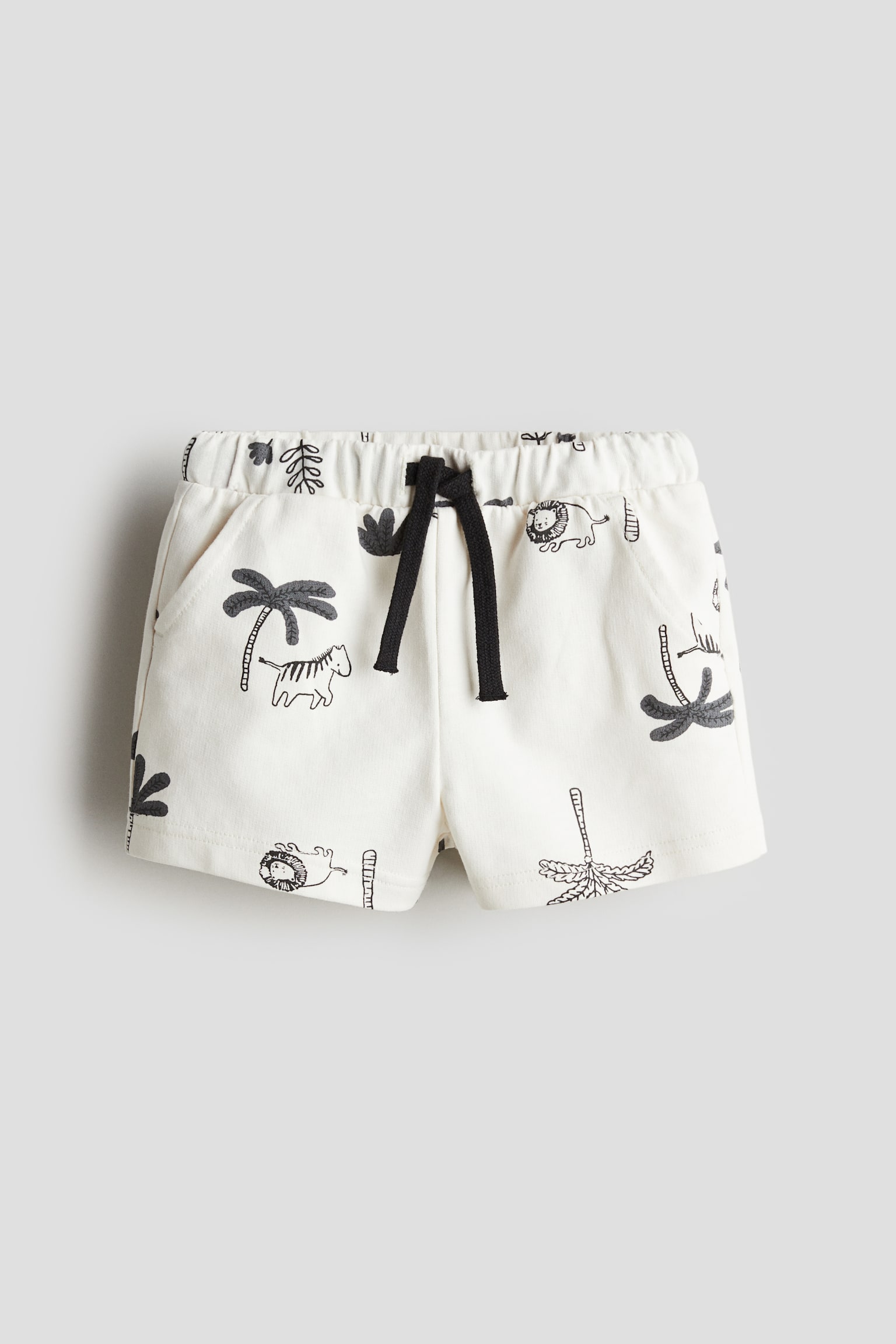 Cotton Shorts - White/Animals/Dusty blue/Sea lions/White/Stripe - 1