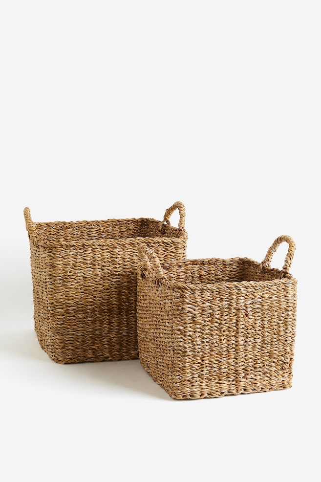 Braided storage basket - Beige - 3