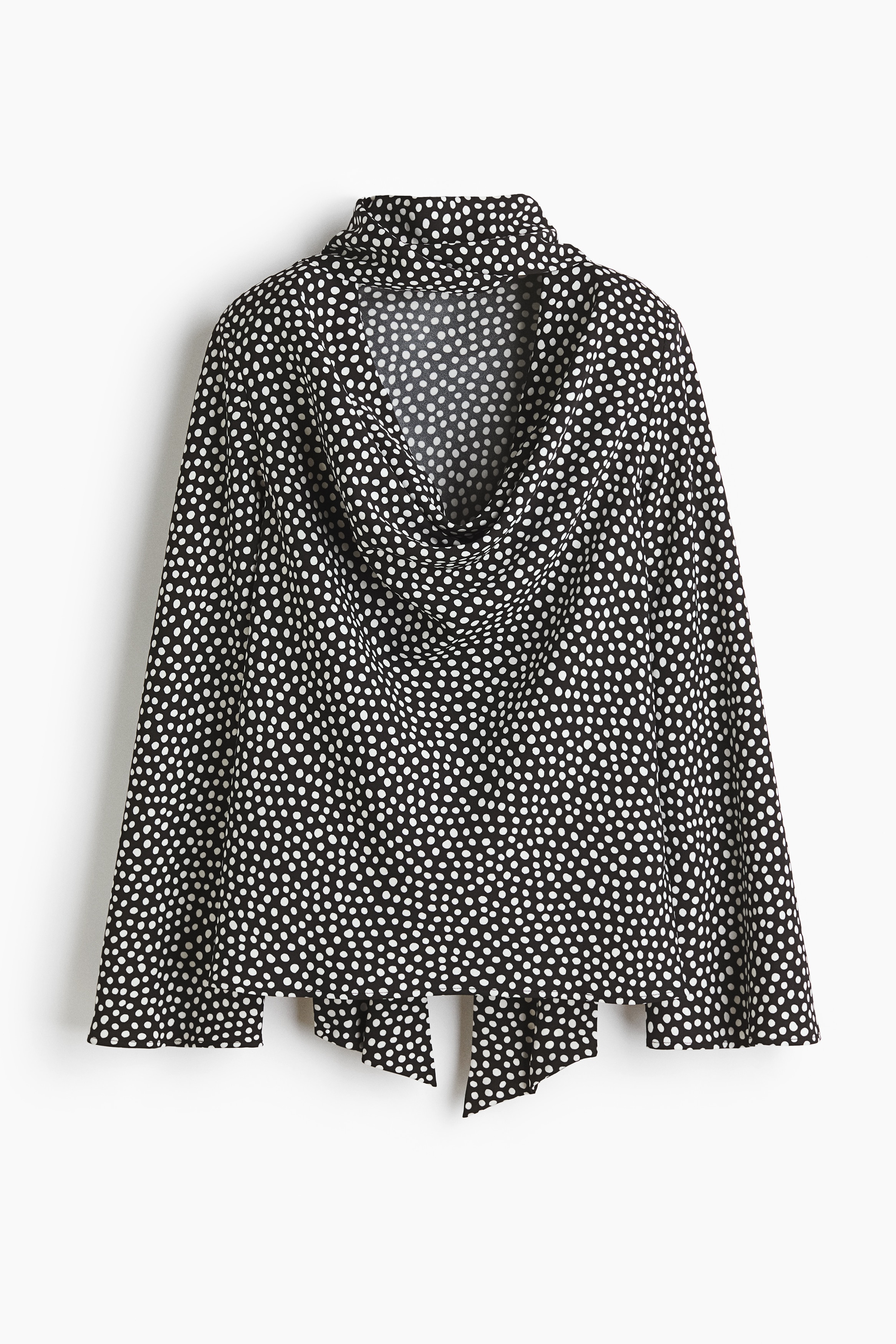 Scarf Detail Cowl Neck Blouse - Black/Spot