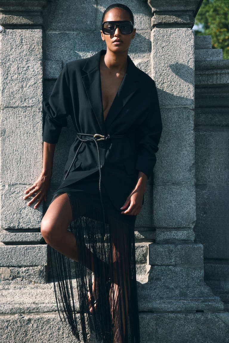 Fringe-trimmed skirt