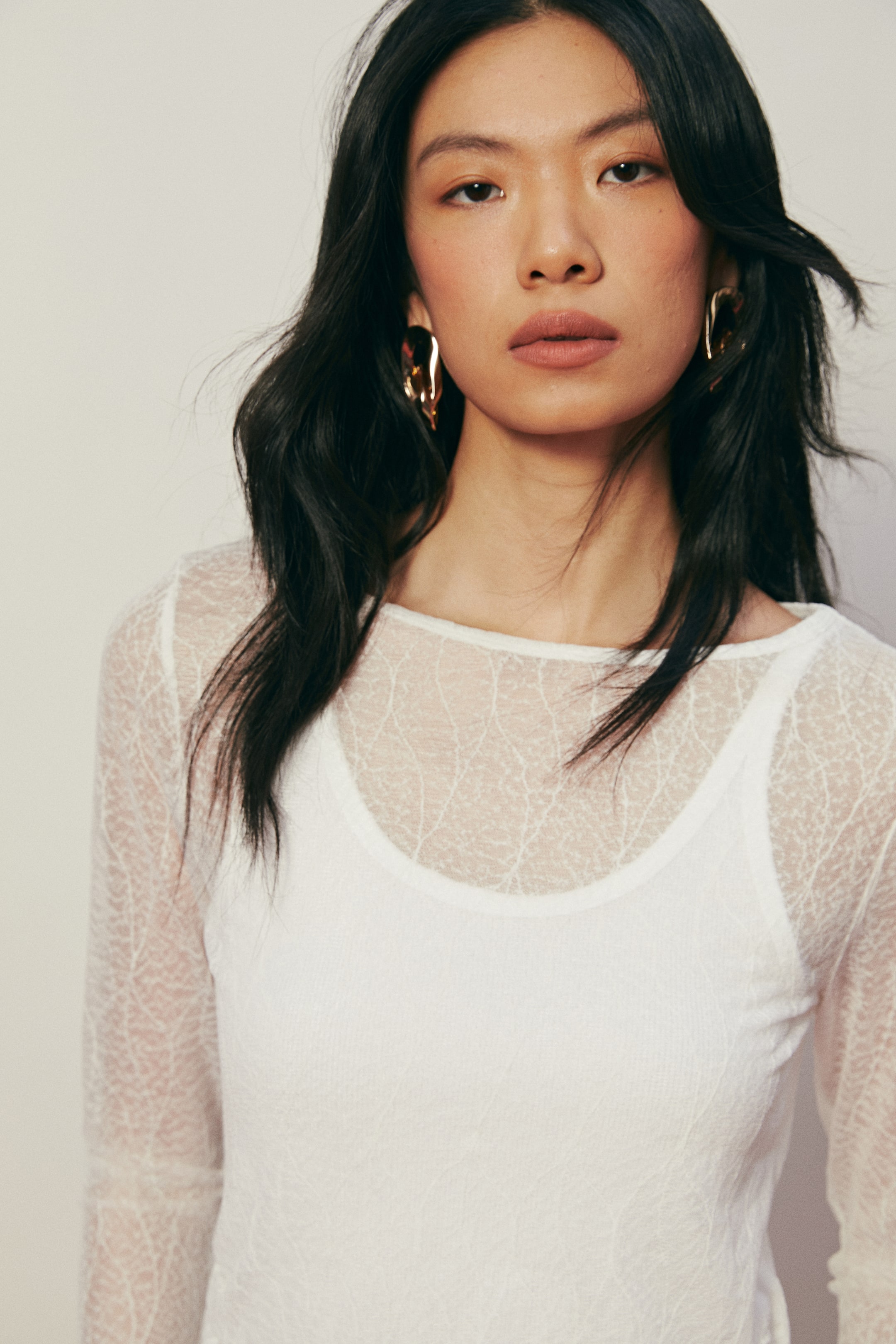 이미지 확대 보기: 드레이프 레이스 탑 - 화이트 - 여성 | H&M KR 2